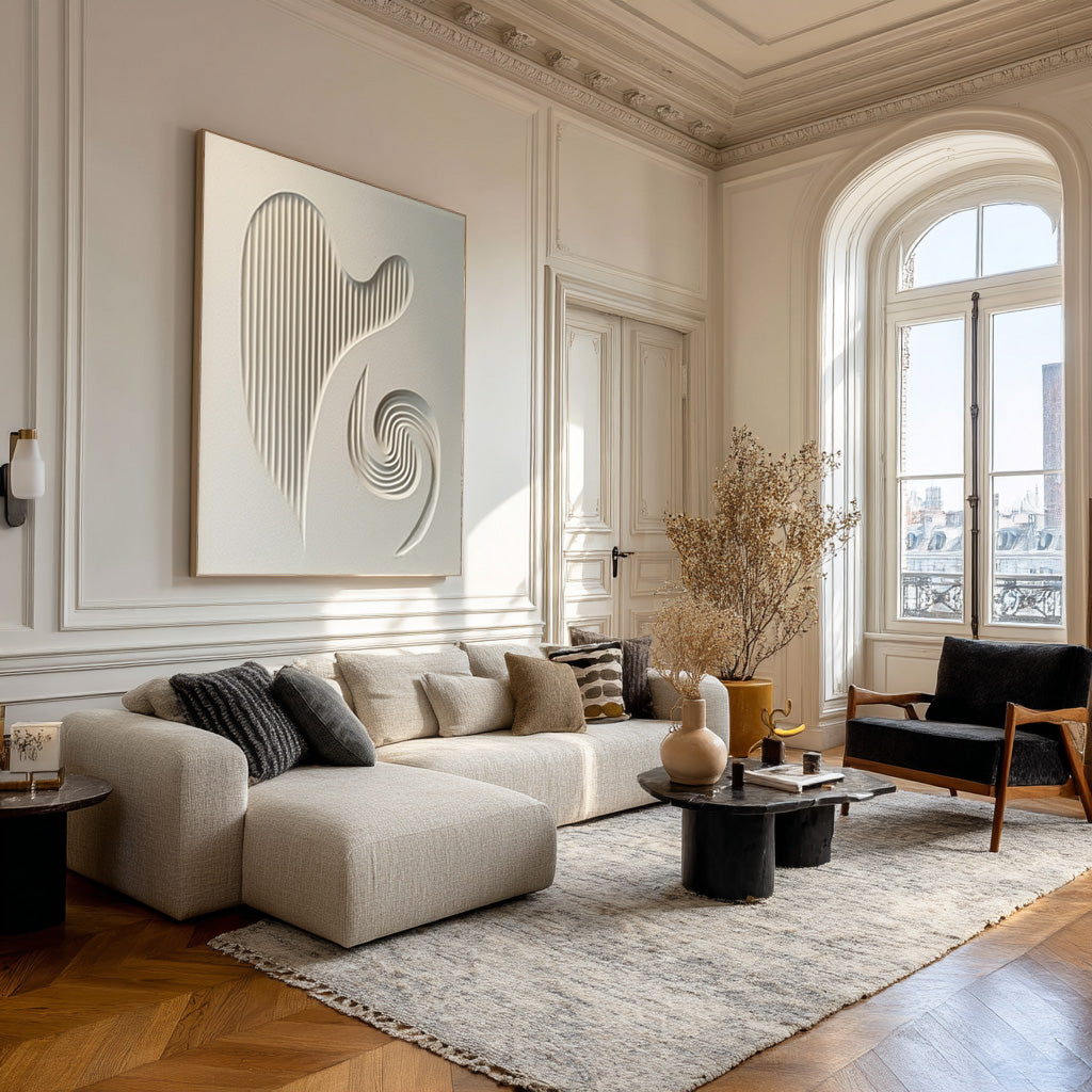 Minimalist White Texture Painting Creative 3D Wall Decoration #AG 081