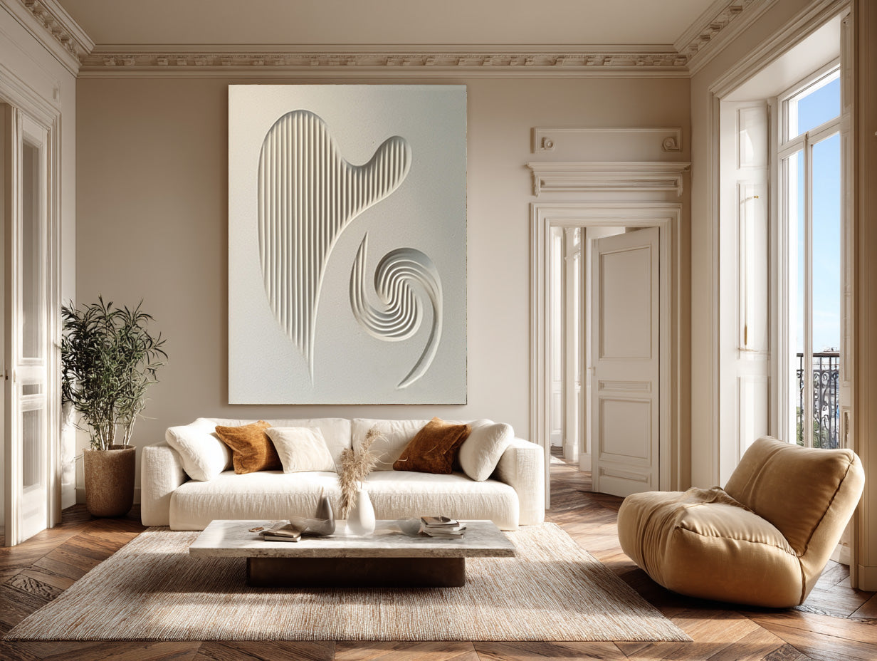 Minimalist White Texture Painting Creative 3D Wall Decoration #AG 081