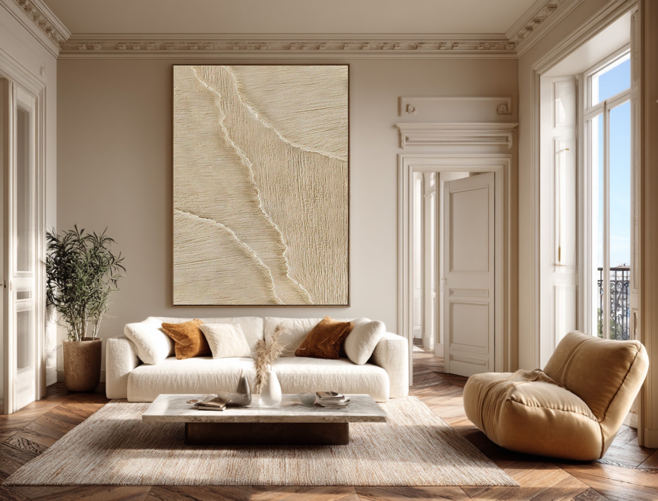 Hand-Painted Abstract Impasto - Vertical Coastal Wall Art #AG 072
