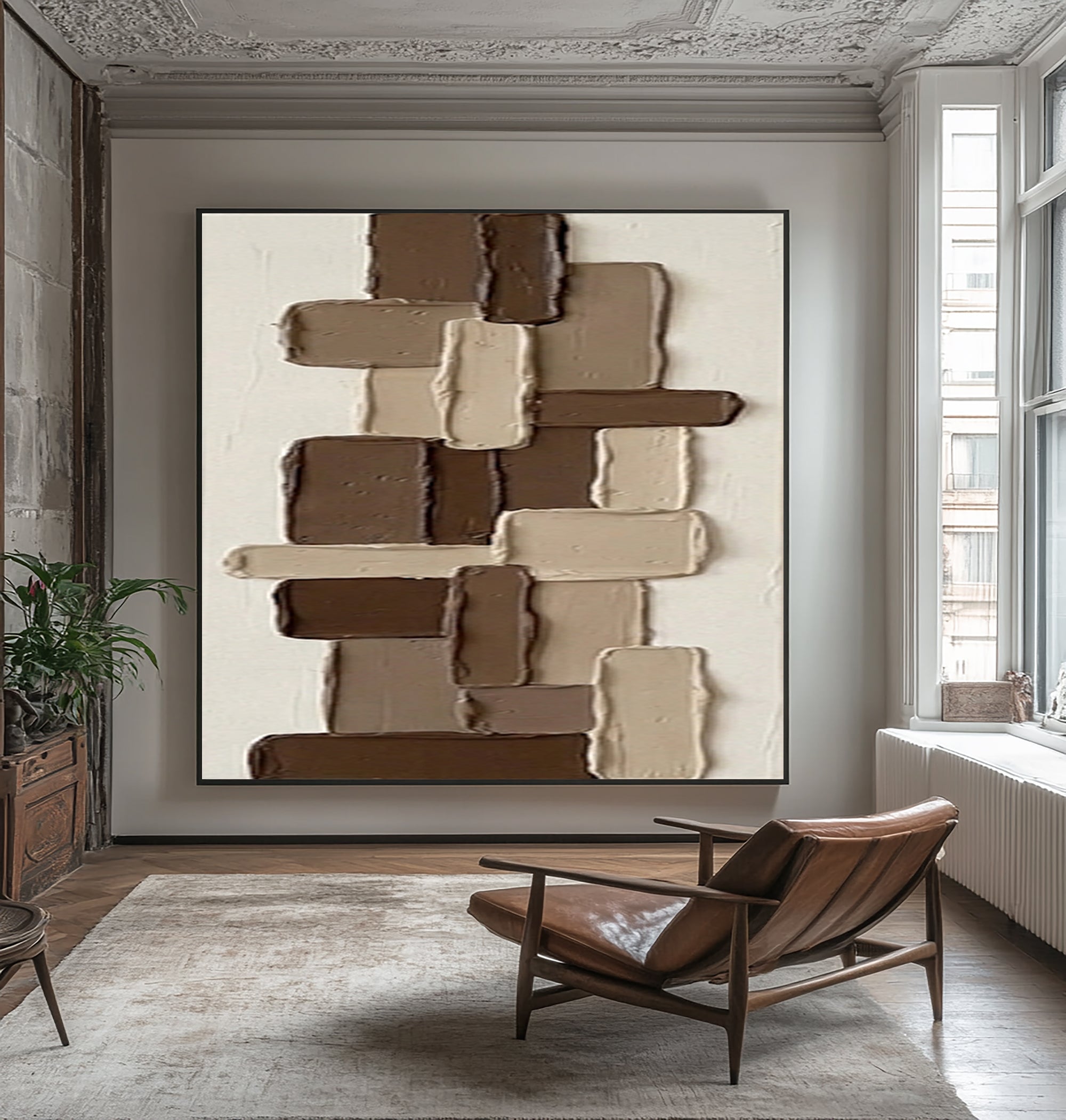 Large Earth Tone Textured Wall Art Hand Painted Abstract Canvas