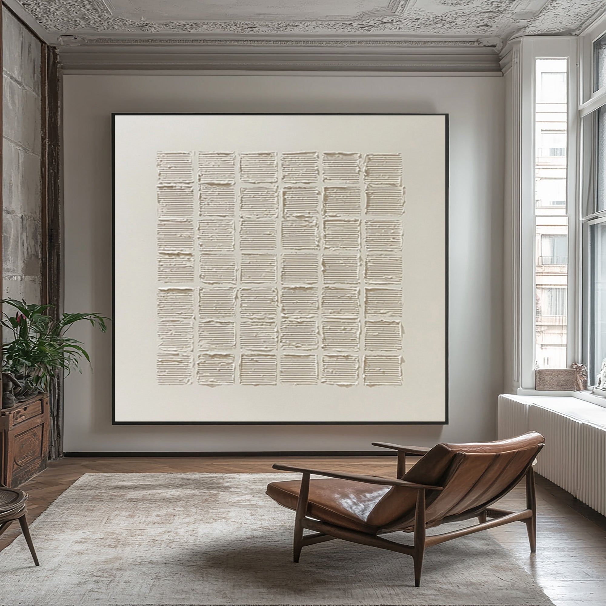 Minimalist Textured Painting - Abstract Grid Decor #AG 060