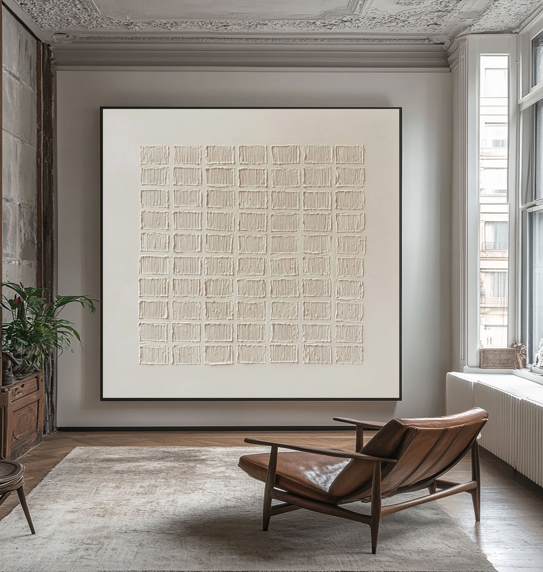 Modern Geometric Texture - White Grid Artwork #AG 059