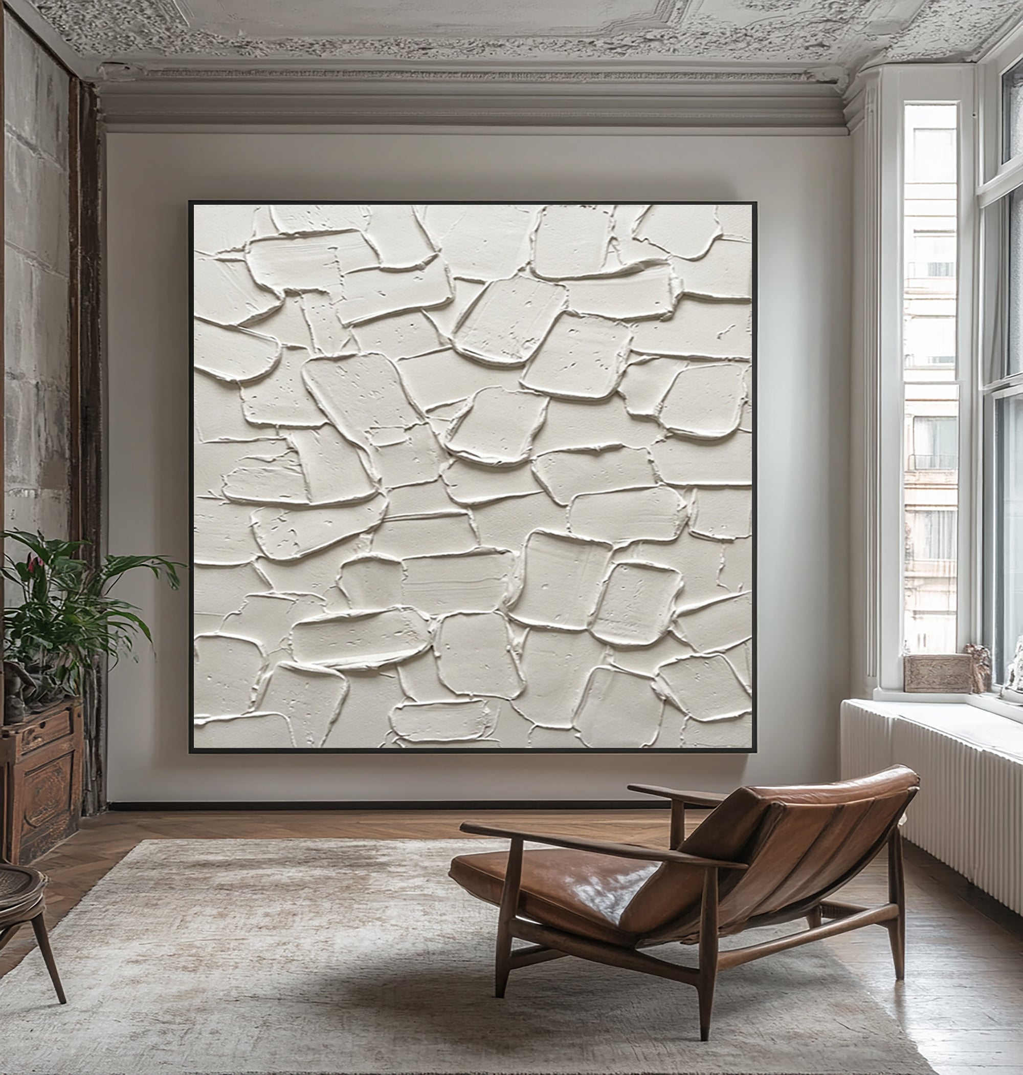 Large Stone Inspired Textured Wall Art Neutral Contemporary Canvas Painting