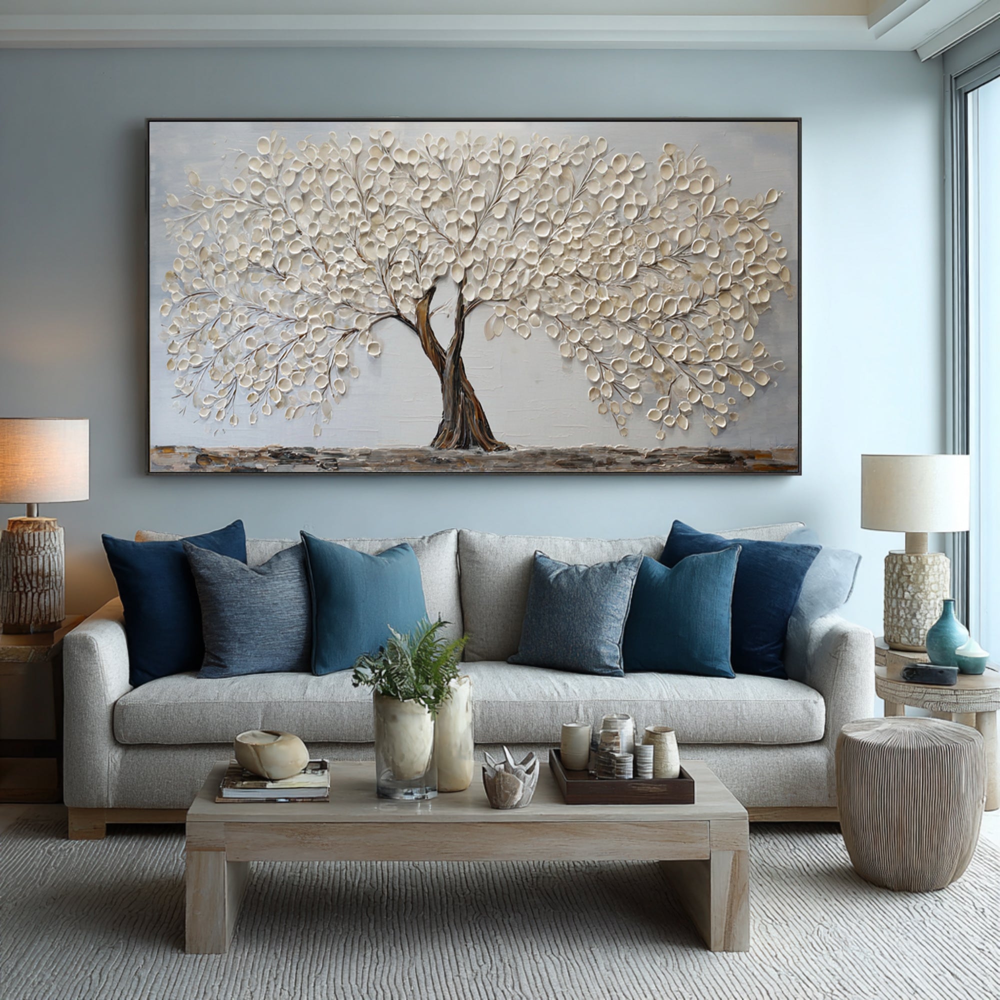Large Abstract Tree Painting Elegant Home Interiors #AG 091