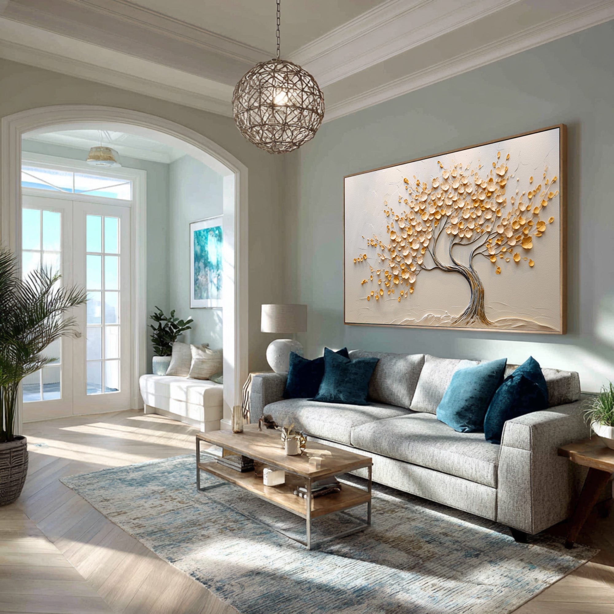 Contemporary 3D Tree Art Luxurious Gold Canvas #AG 092