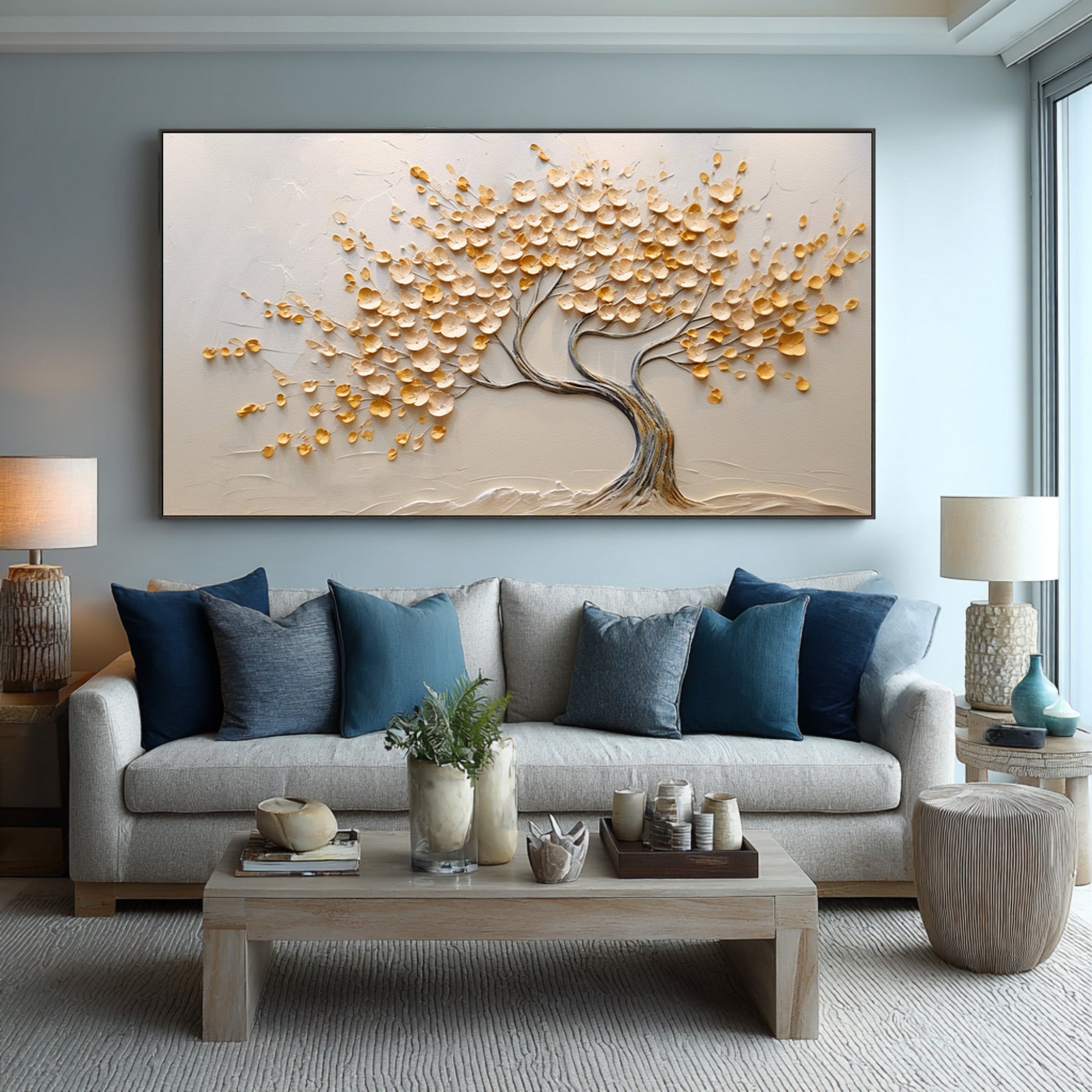 Contemporary 3D Tree Art Luxurious Gold Canvas #AG 092