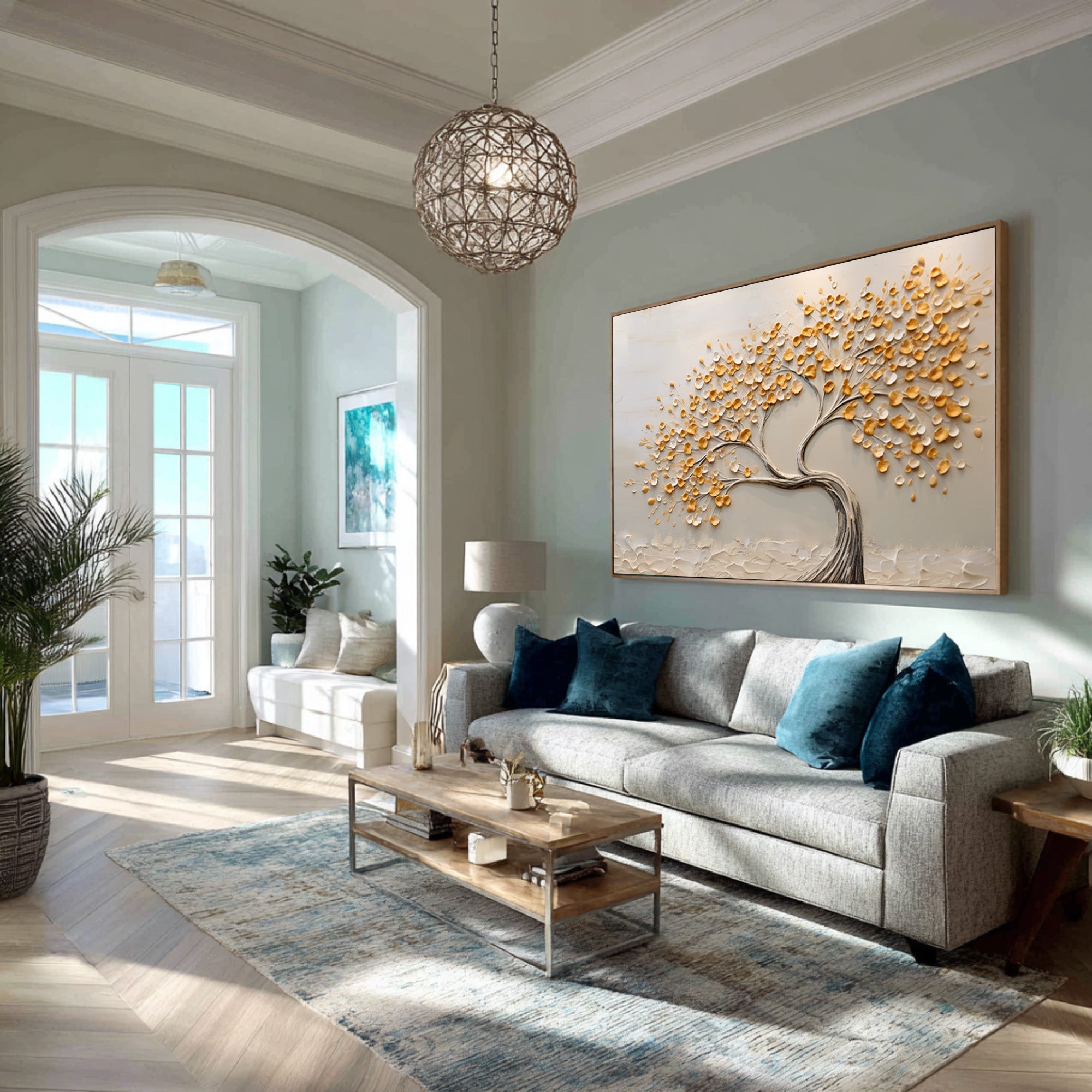 Dimensional Tree Painting Golden Leaves Modern Gallery #AG 093