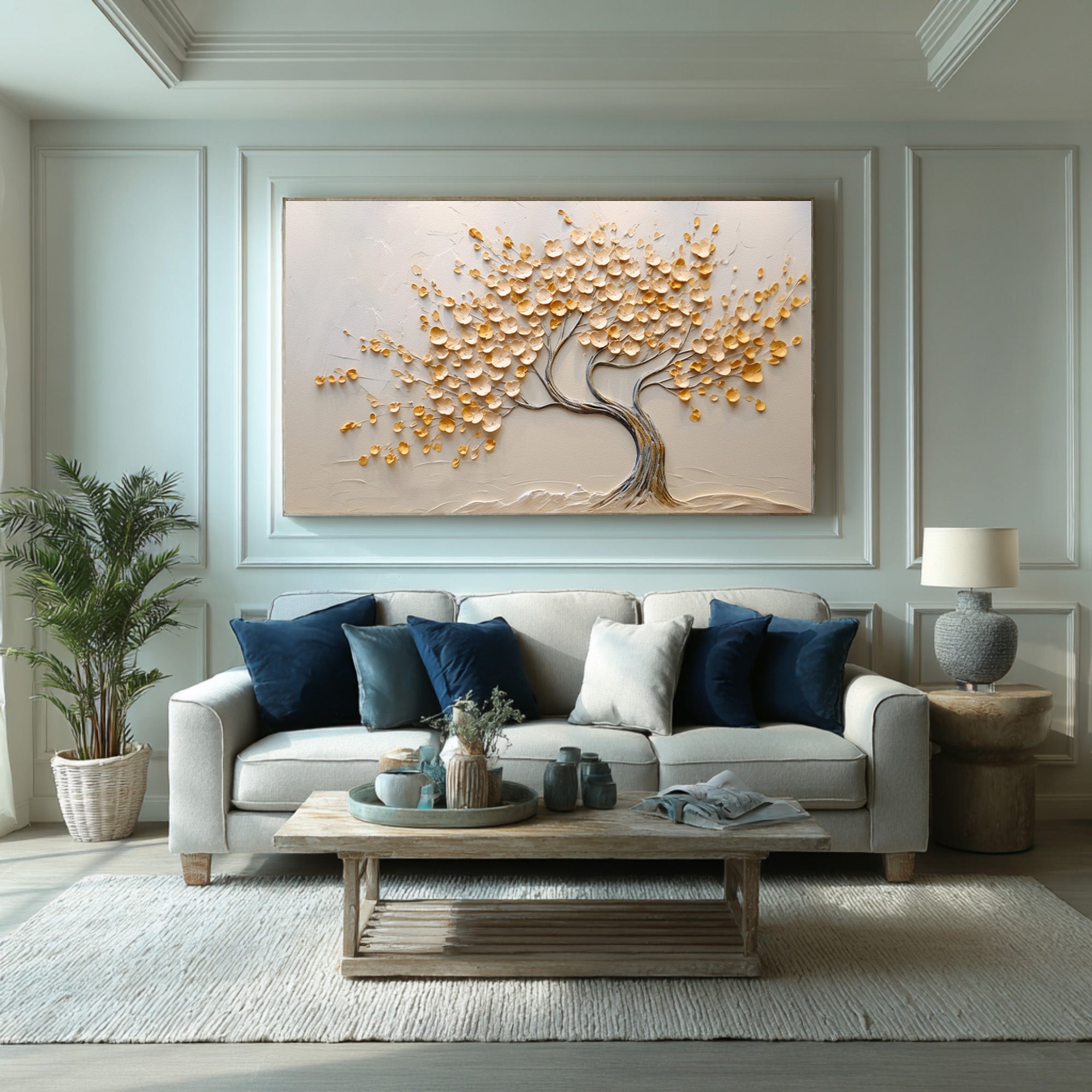 Contemporary 3D Tree Art Luxurious Gold Canvas #AG 092