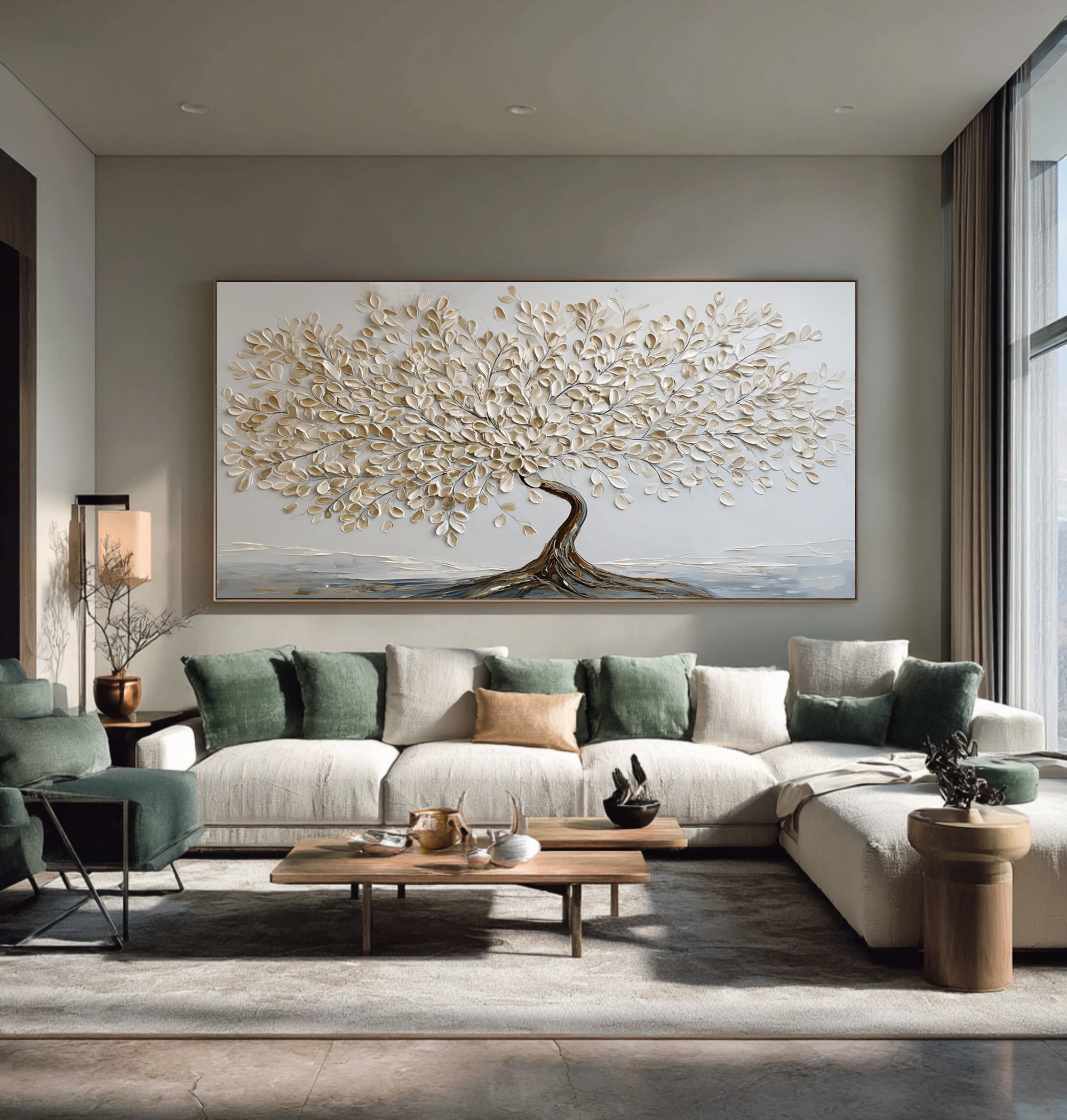 Abstract Textured Tree Oil Painting - Hand-Painted Wall Decor #AG 066