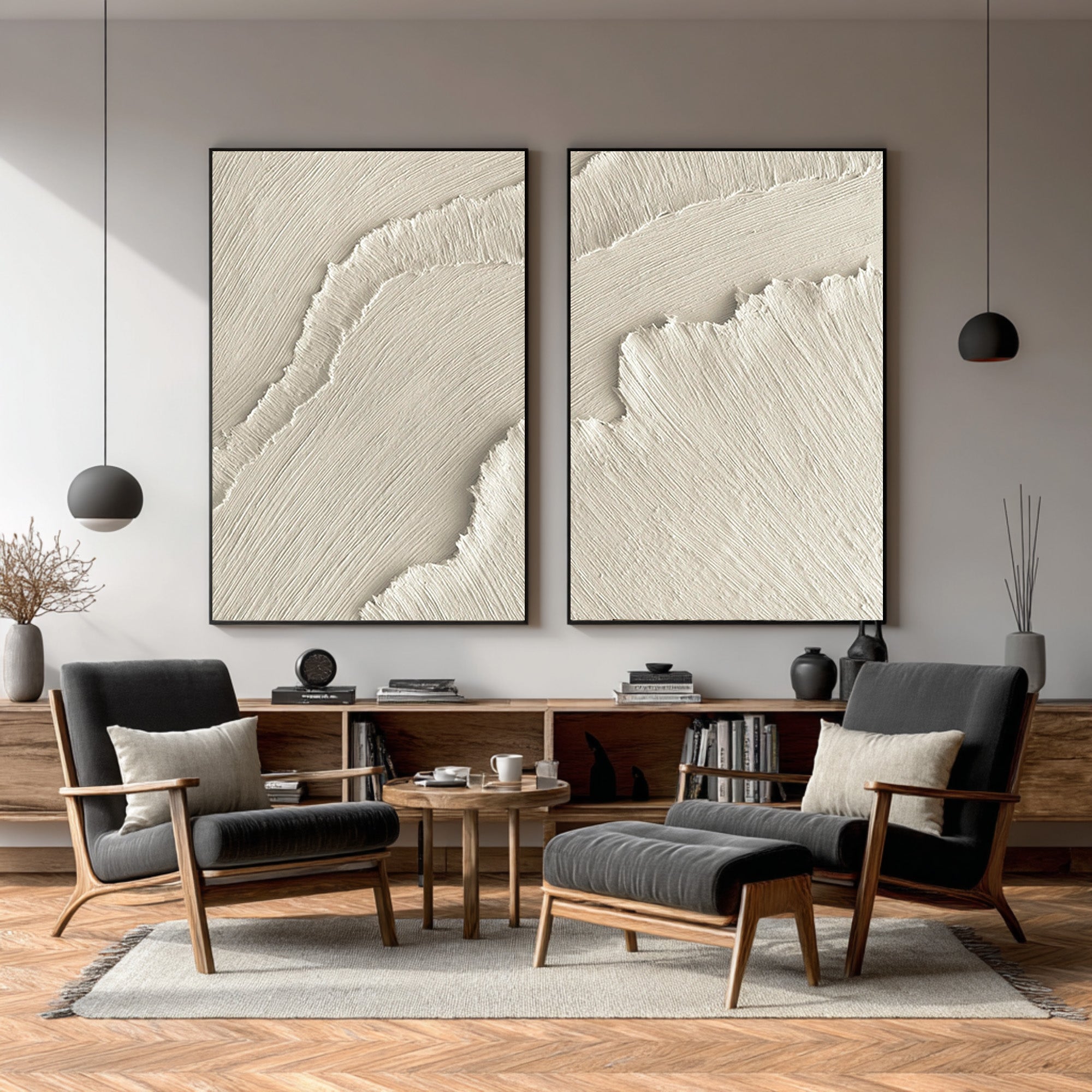 Modern Abstract Canvas Wall Decor Neutral Tones #AG 076
