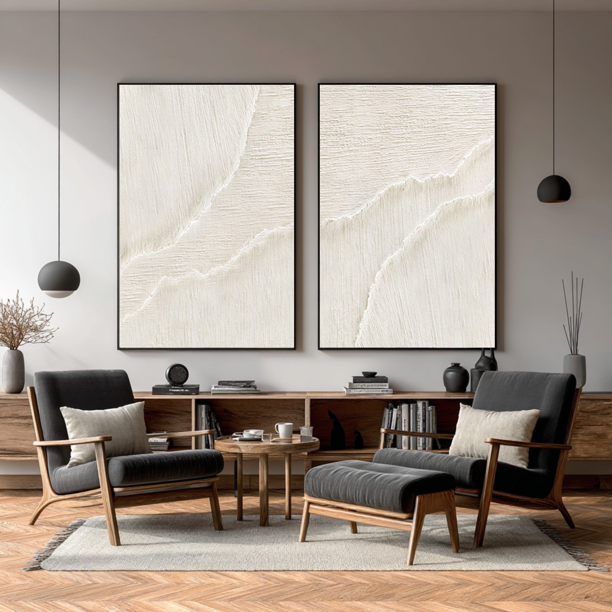 Textured Sand Ripple Canvas Set - Serene Home Decor #AG 073