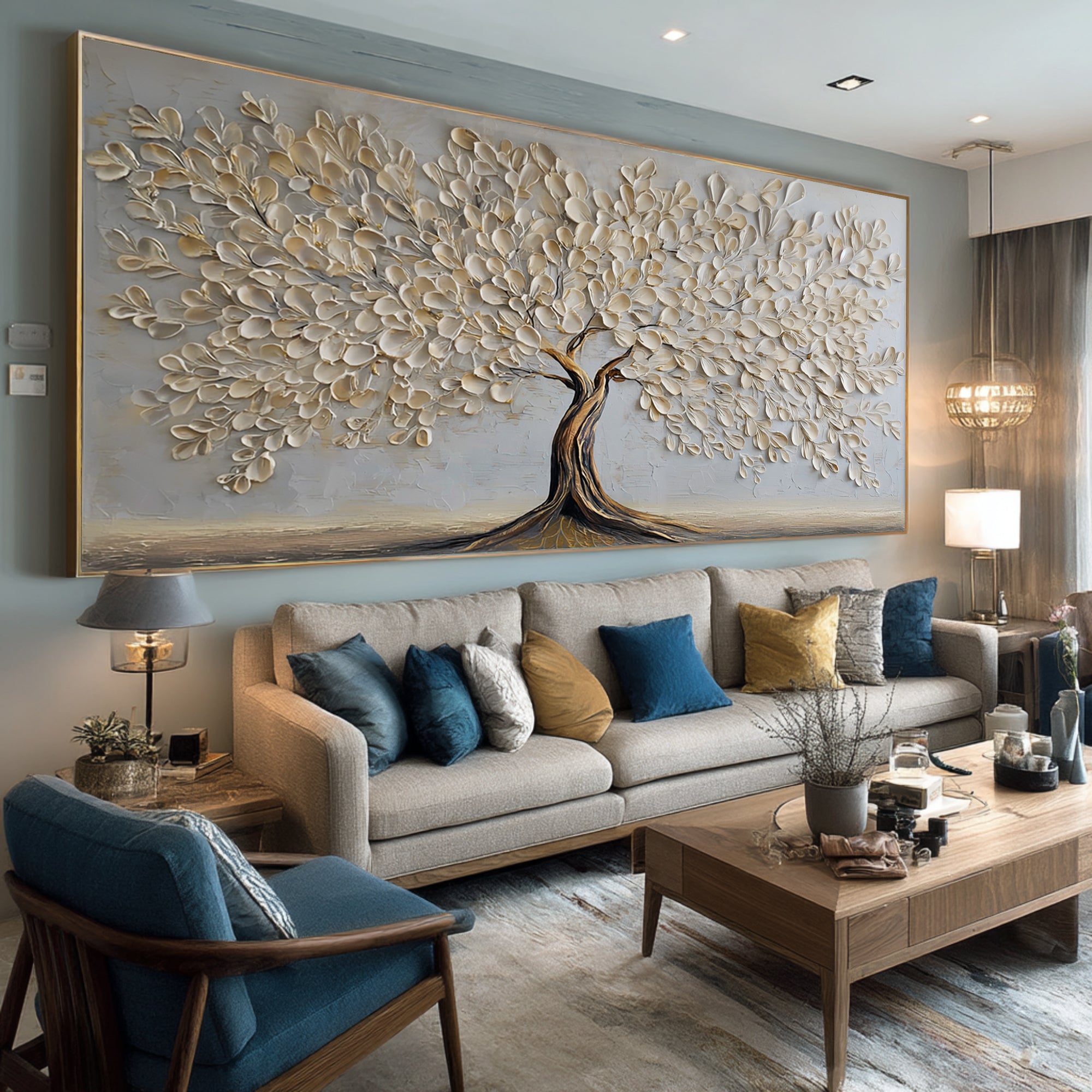 Elegant Textured Tree Painting - Ready to Hang Canvas Art #AG 067