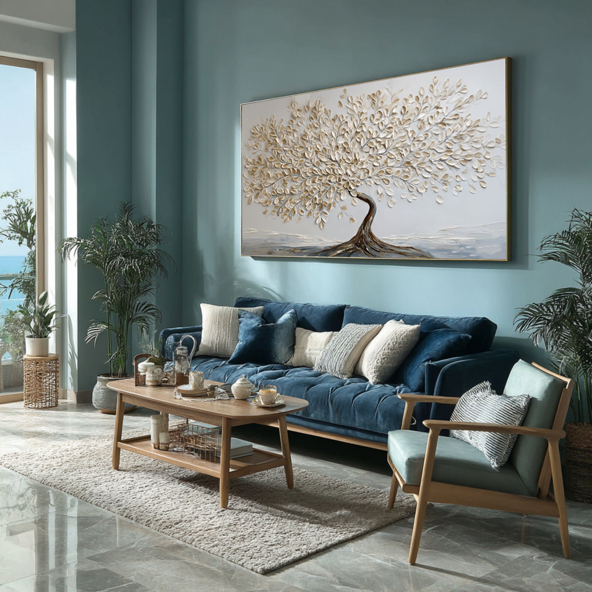 Abstract Textured Tree Oil Painting - Hand-Painted Wall Decor #AG 066
