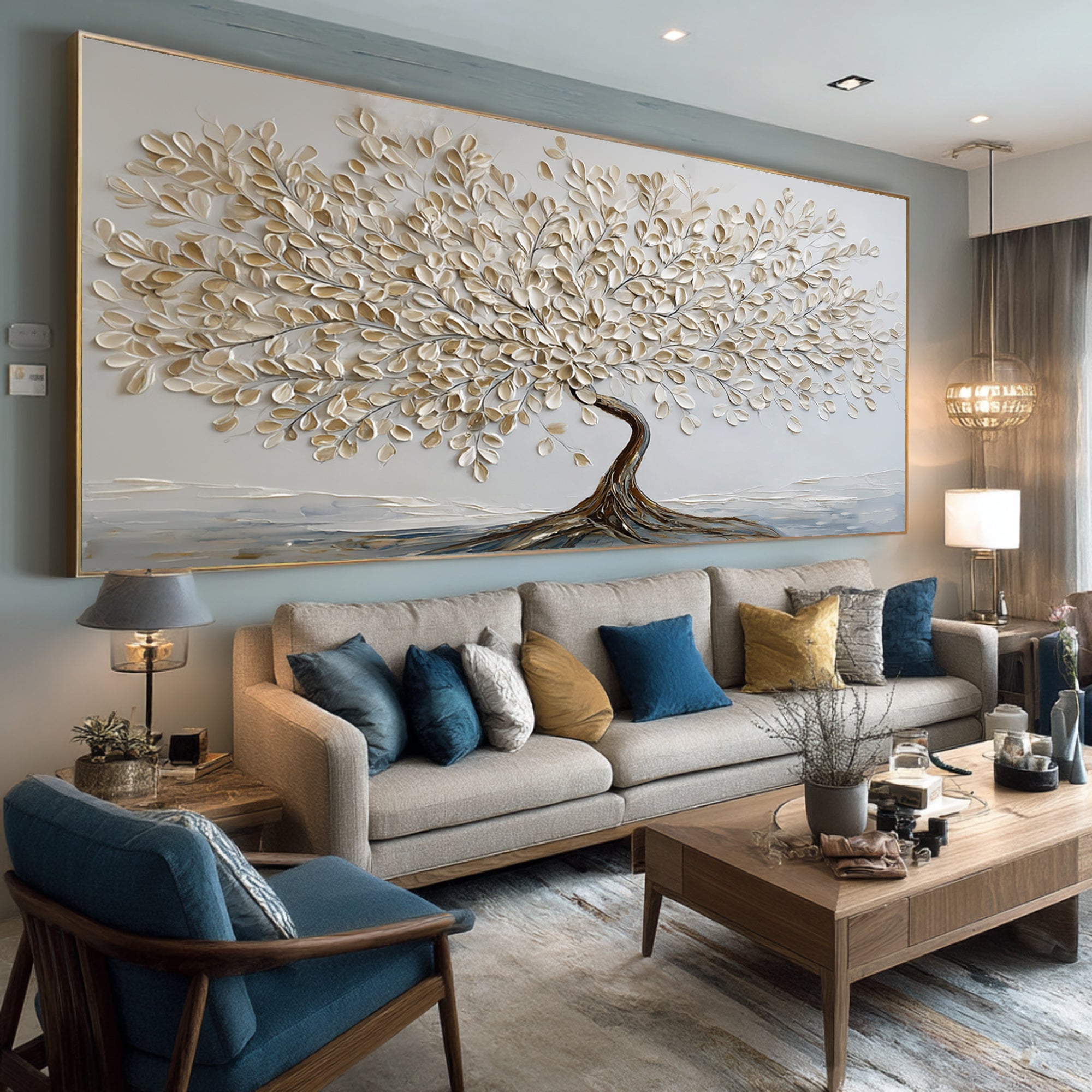 Abstract Textured Tree Oil Painting - Hand-Painted Wall Decor #AG 066