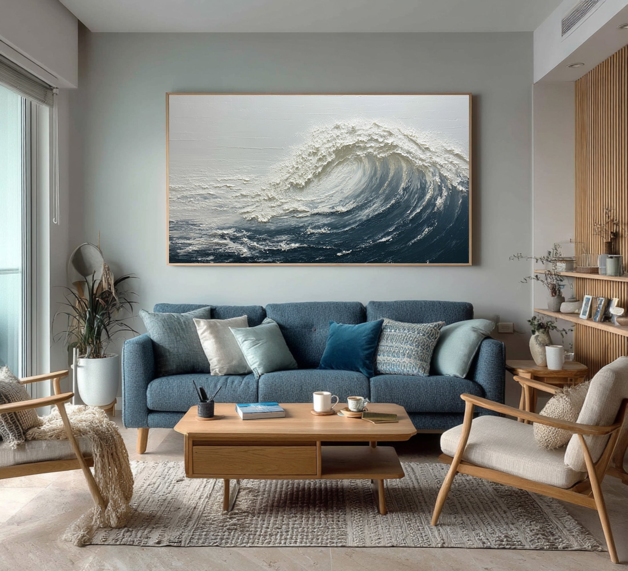 Textured Ocean Wave Painting - Abstract Seascape Art #AG 062