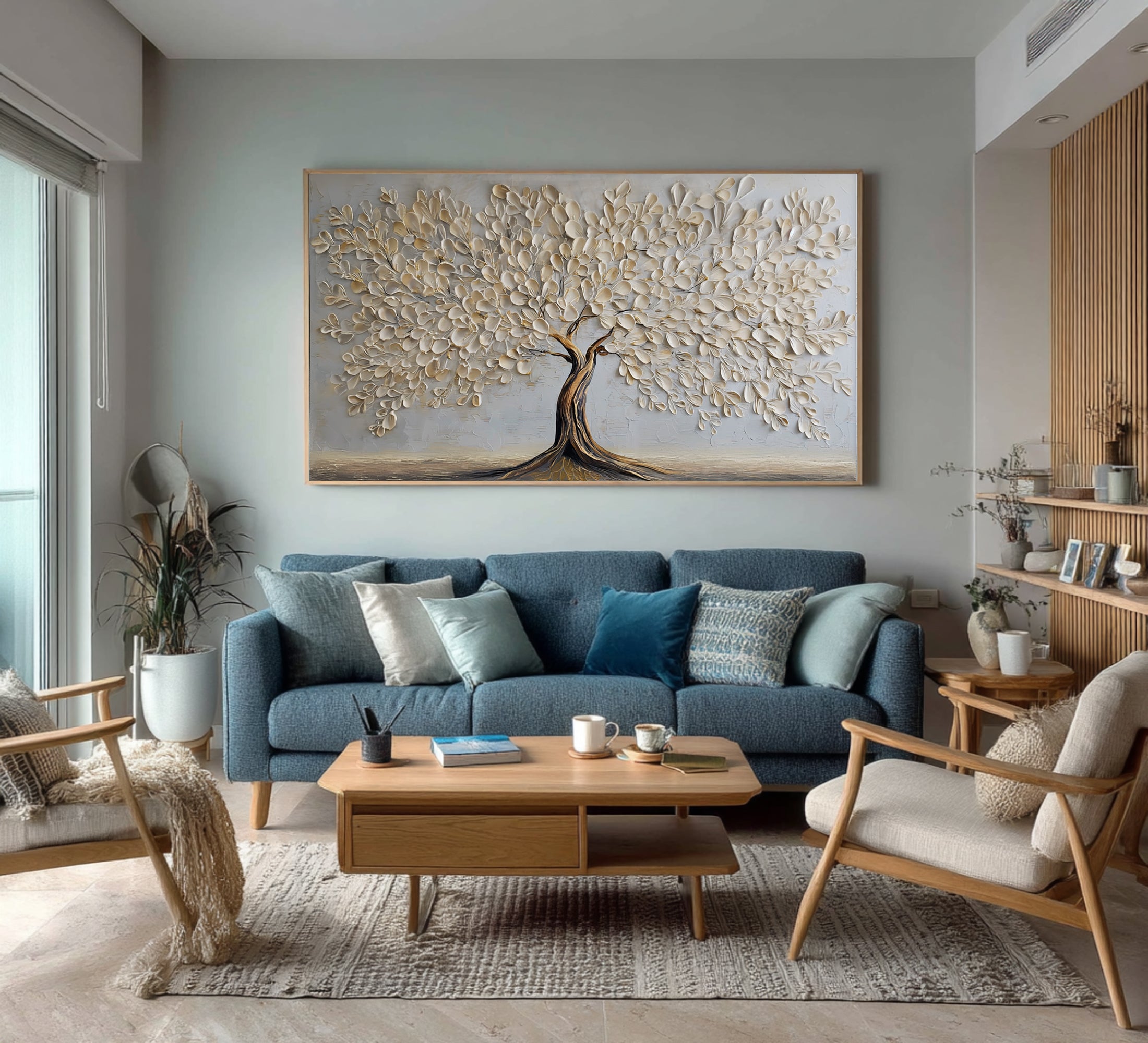 Elegant Textured Tree Painting - Ready to Hang Canvas Art #AG 067