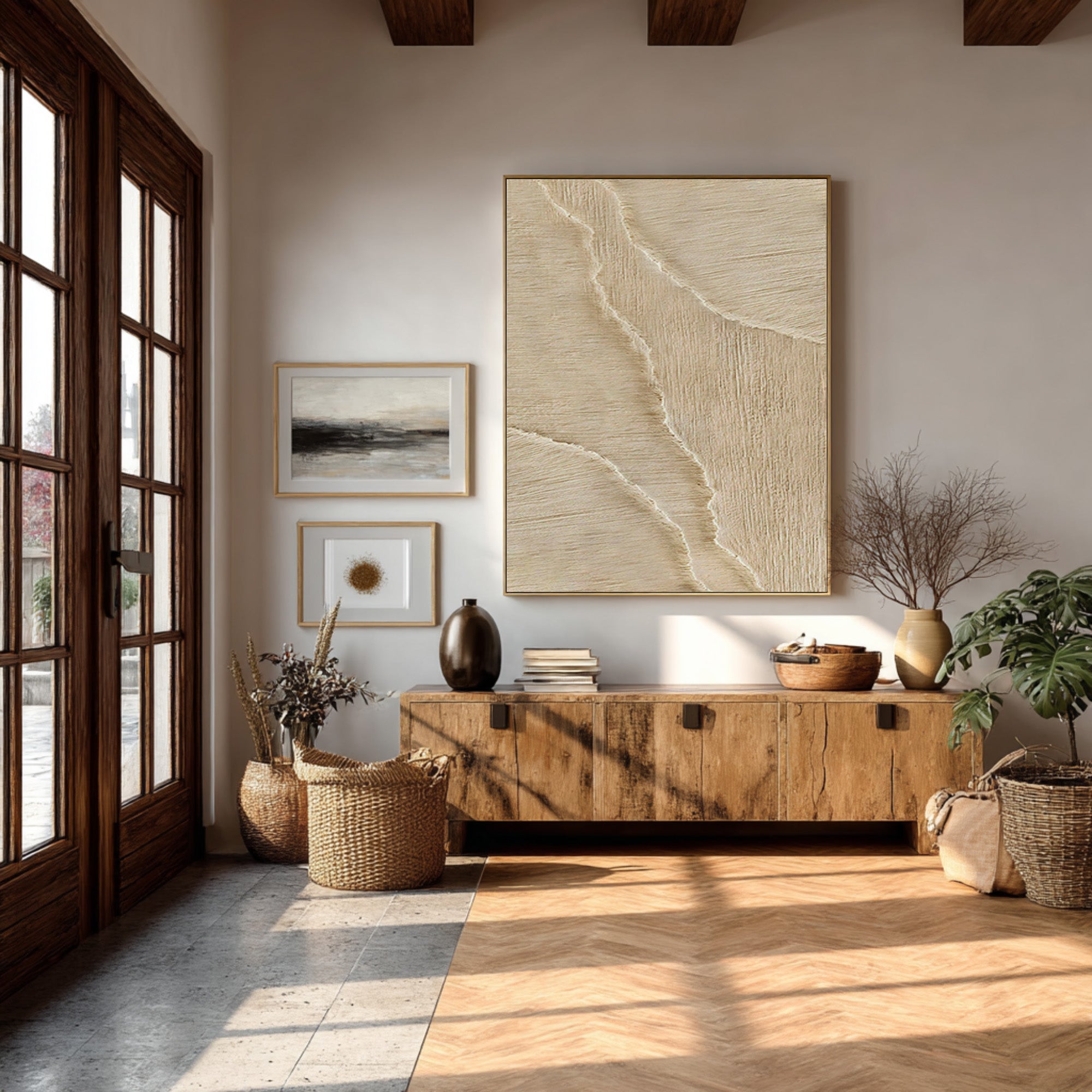 Hand-Painted Abstract Impasto - Vertical Coastal Wall Art #AG 072