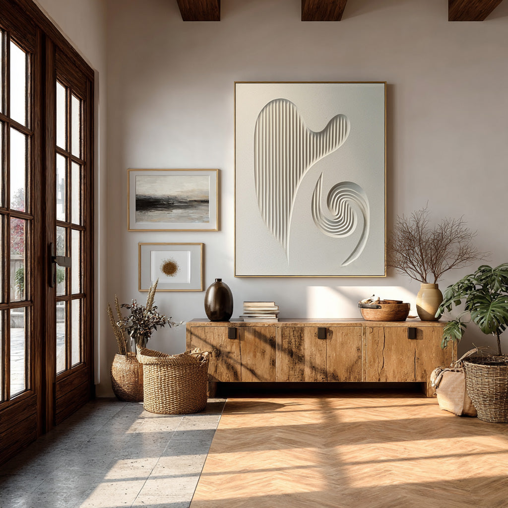 Minimalist White Texture Painting Creative 3D Wall Decoration #AG 081