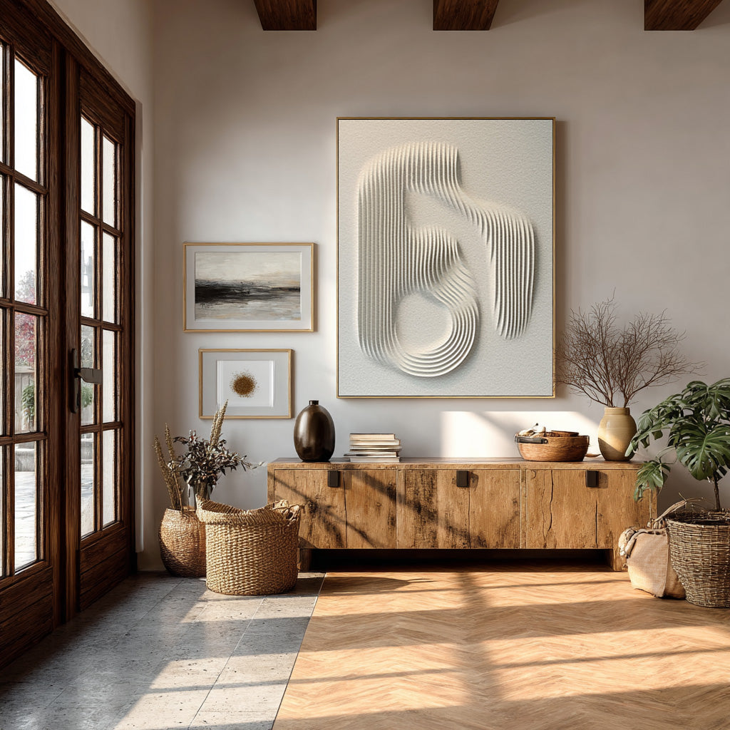 Minimalist Earth Tone Wall Art | Rustic Textured Design #AG 080