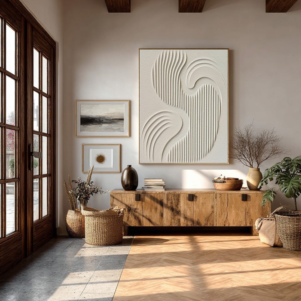 Modern Farmhouse Abstract - Neutral Textured Canvas #AG 051