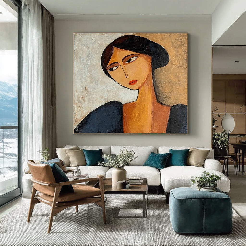 Modern Expressionist Portrait Bold Colors Canvas #AG 088