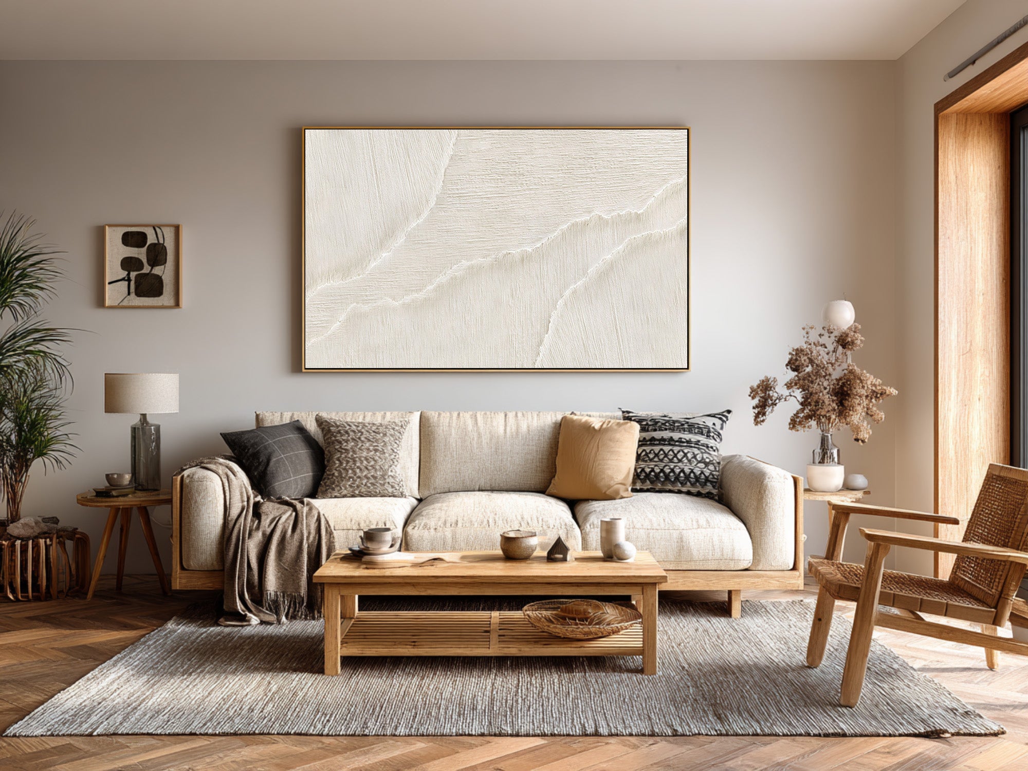 Neutral Tone Ocean Wave Painting - Large Minimalist Canvas #AG 070