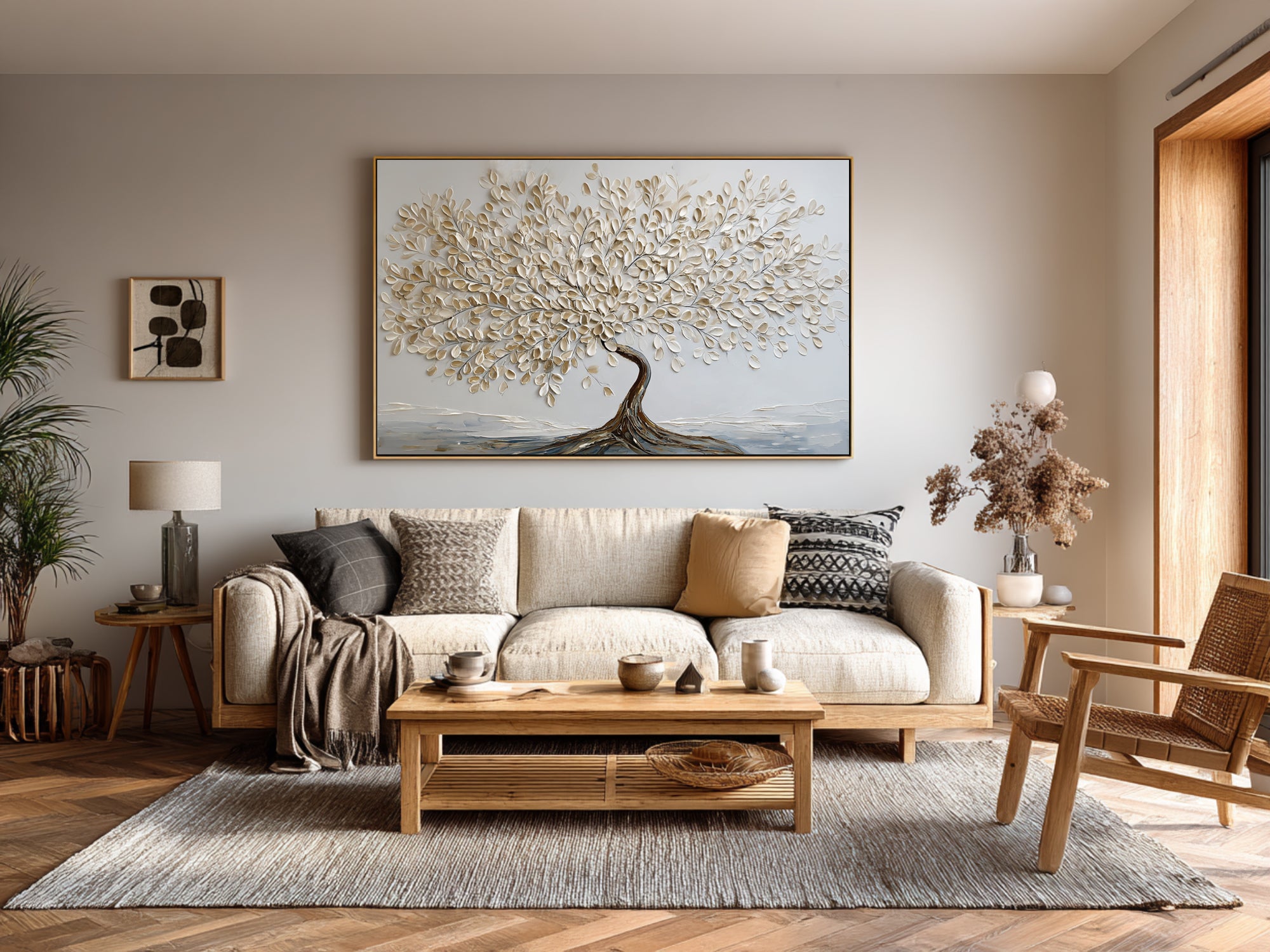 Abstract Textured Tree Oil Painting - Hand-Painted Wall Decor #AG 066