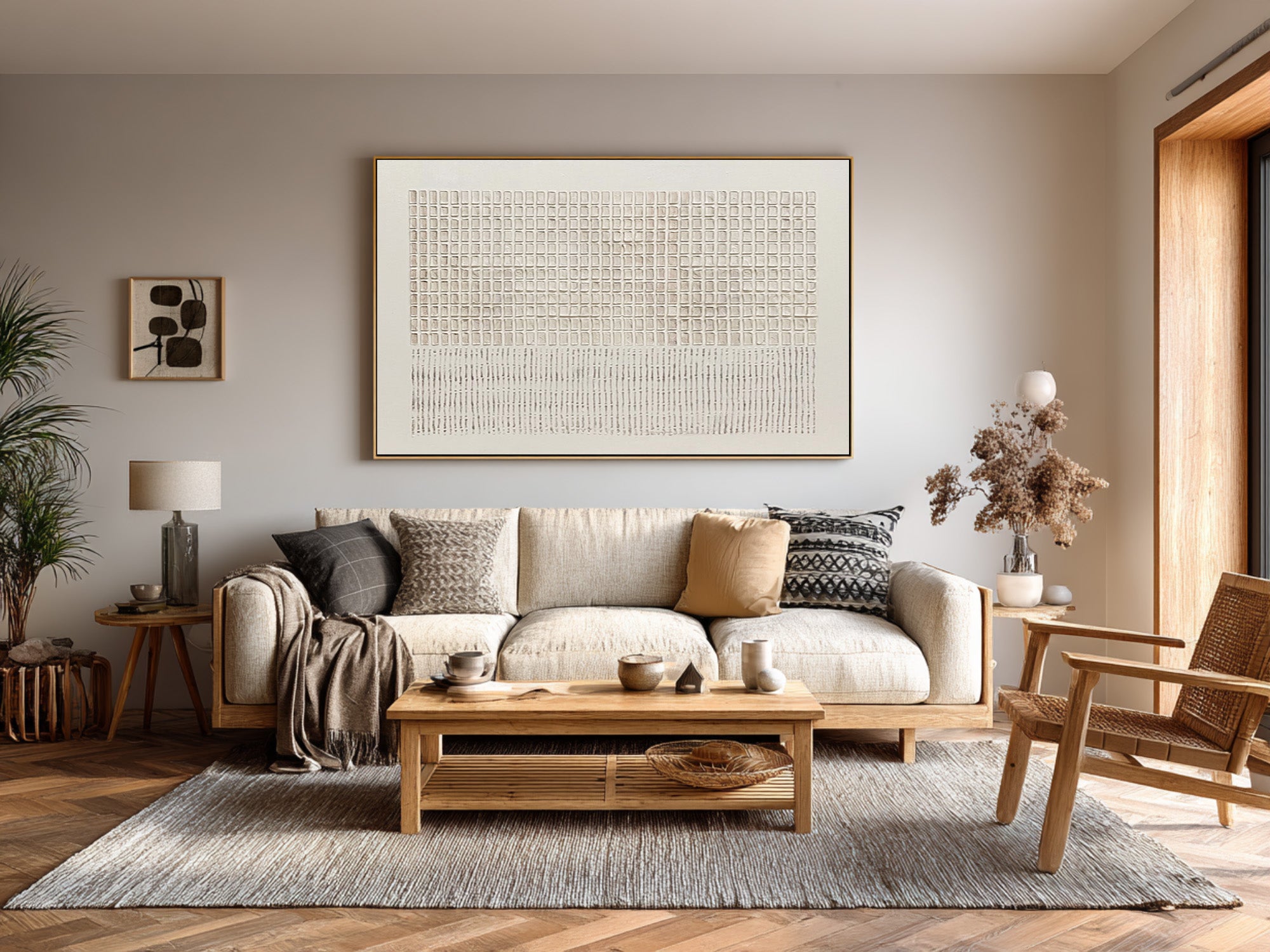 Modern Beige Abstract Painting - Minimal Wall Art | KelorArt