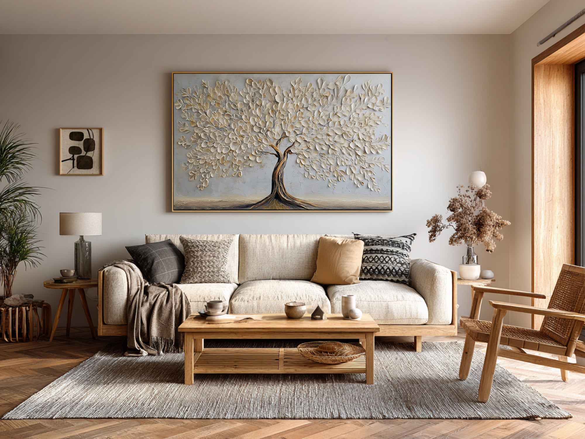 Elegant Textured Tree Painting - Ready to Hang Canvas Art #AG 067