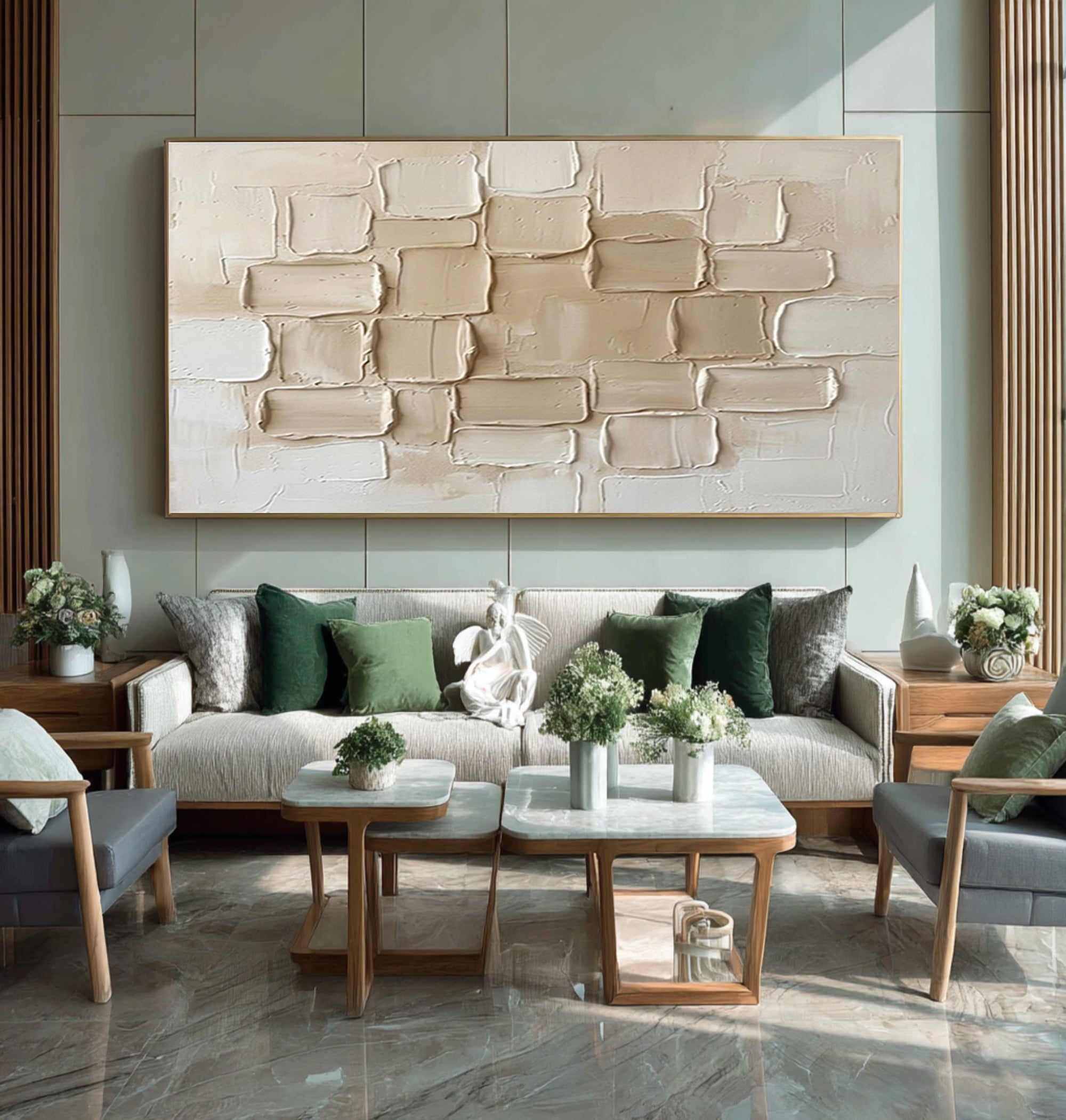 Large Beige Minimalist Textured Wall Art Neutral Contemporary Canvas