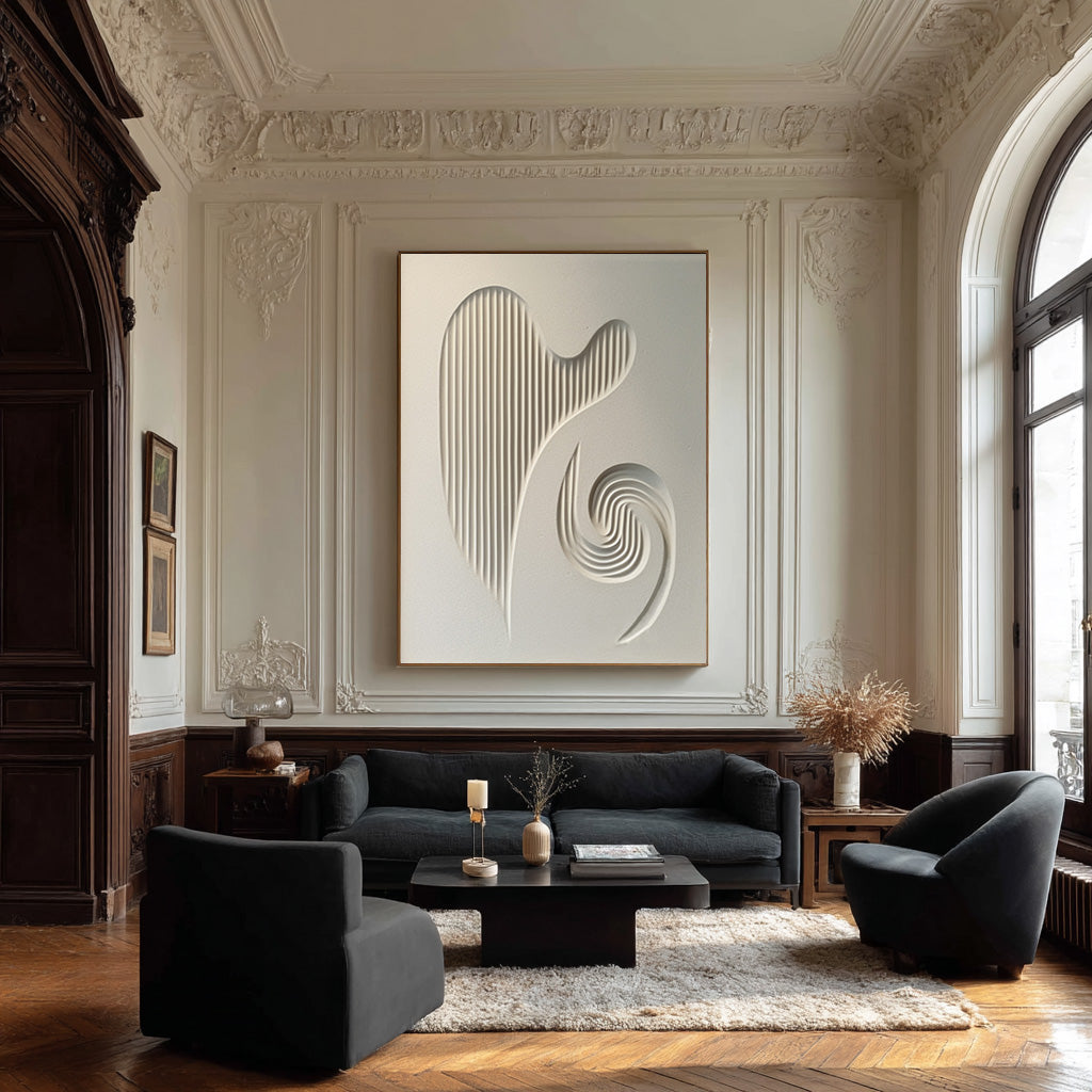 Minimalist White Texture Painting Creative 3D Wall Decoration #AG 081
