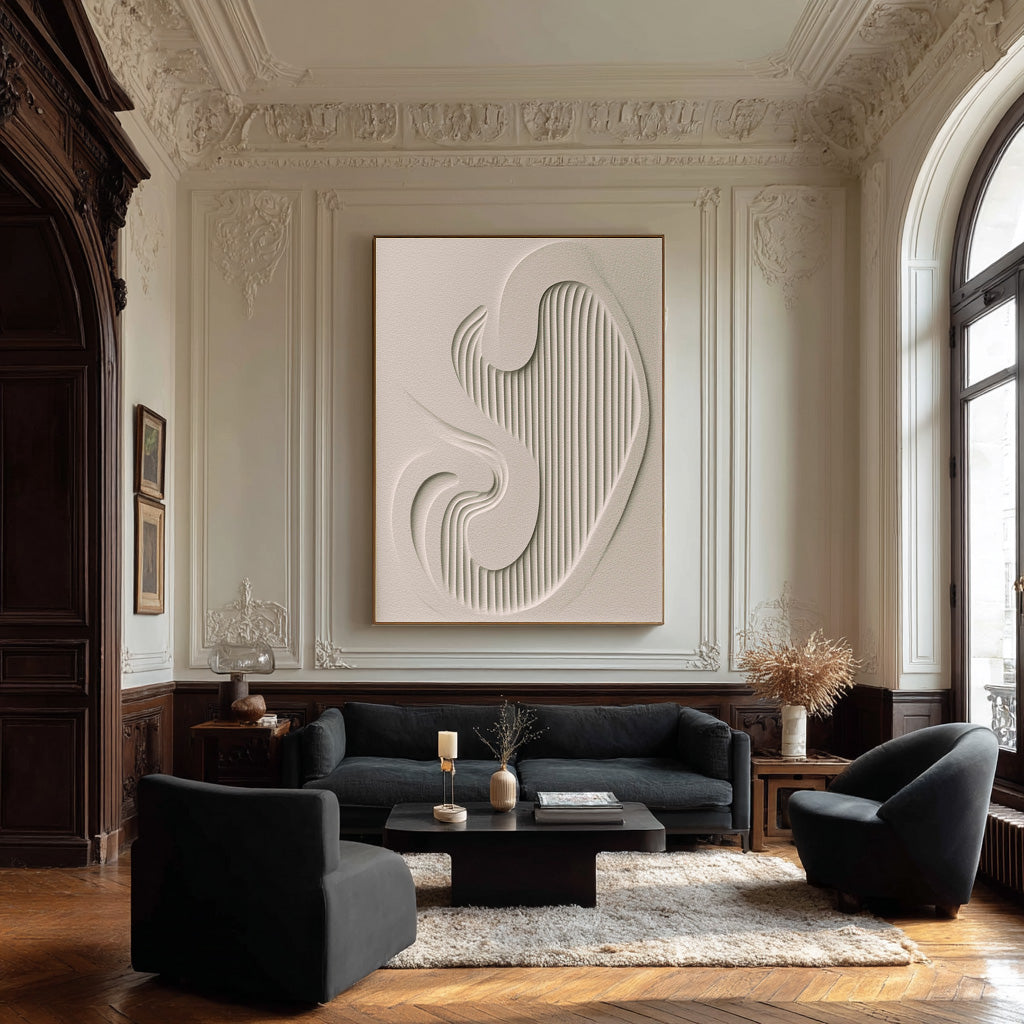 Textured Abstract Canvas Art Subtle 3D Lines Artwork #AG 082
