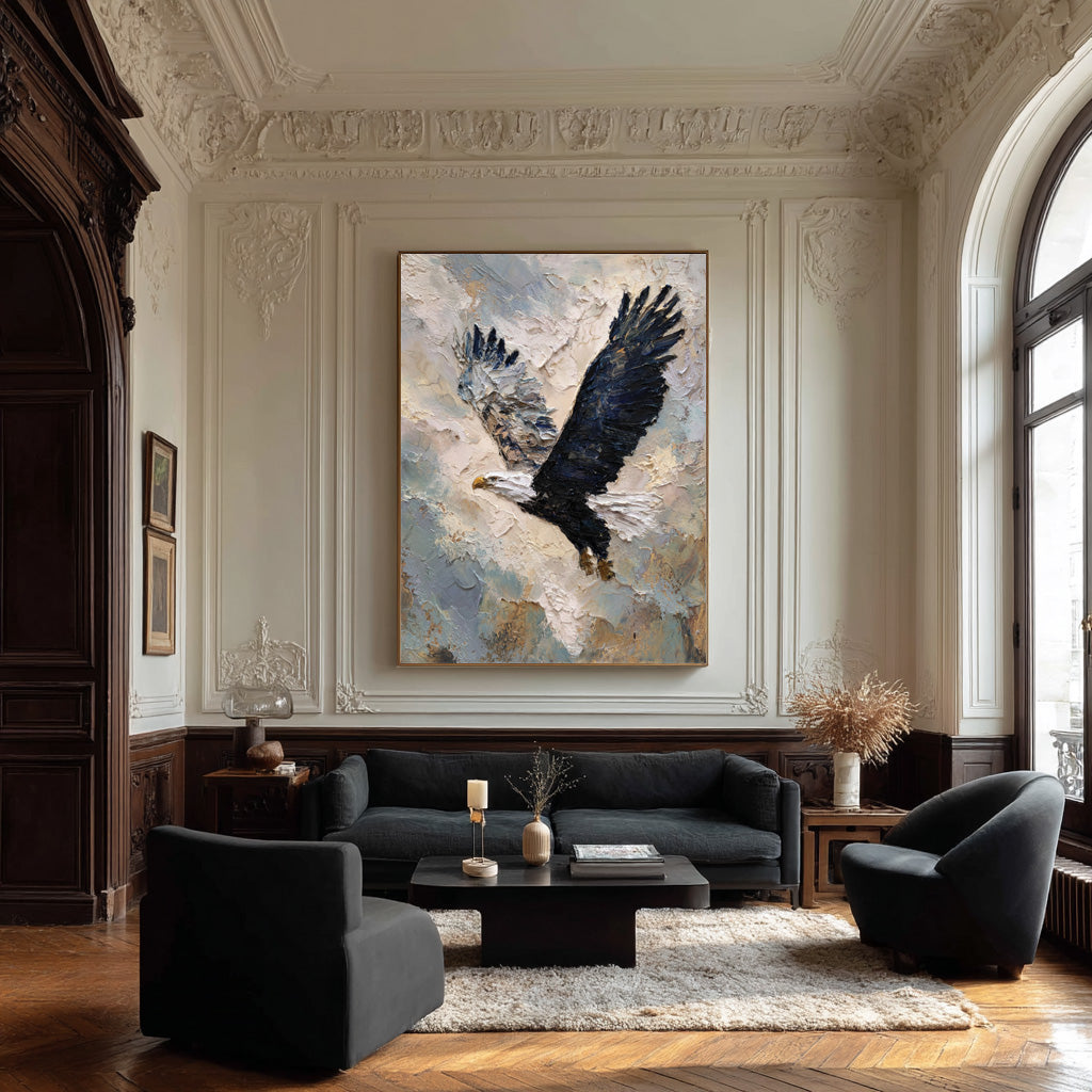 Textured Animal Art - Eagle Flight Abstract Painting #AG 052