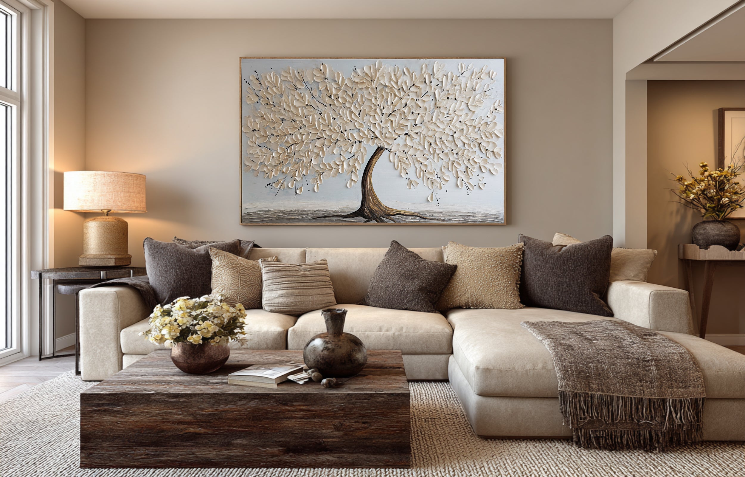 Textured Tree on Canvas - Modern Minimalist Art #AG 064