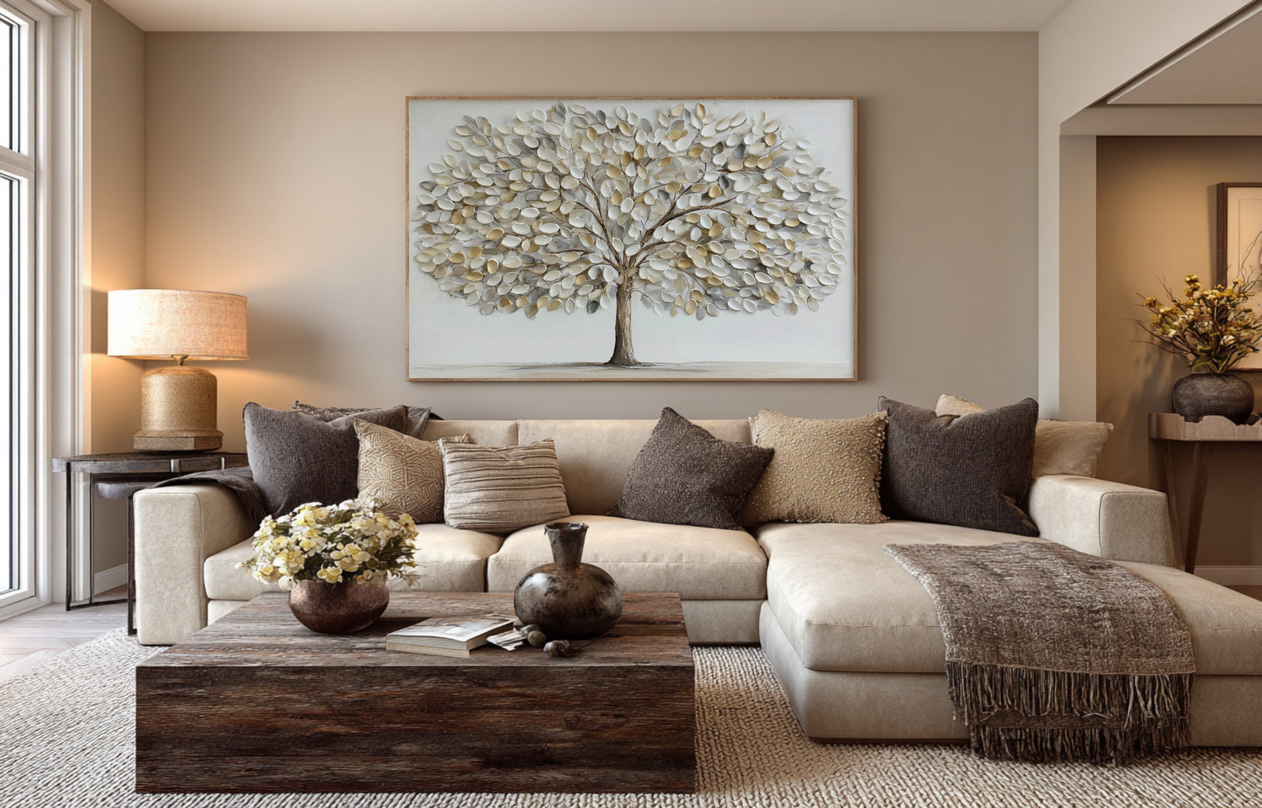 Serene Tree of Life Decor - Textured Neutral Palette #AG 065