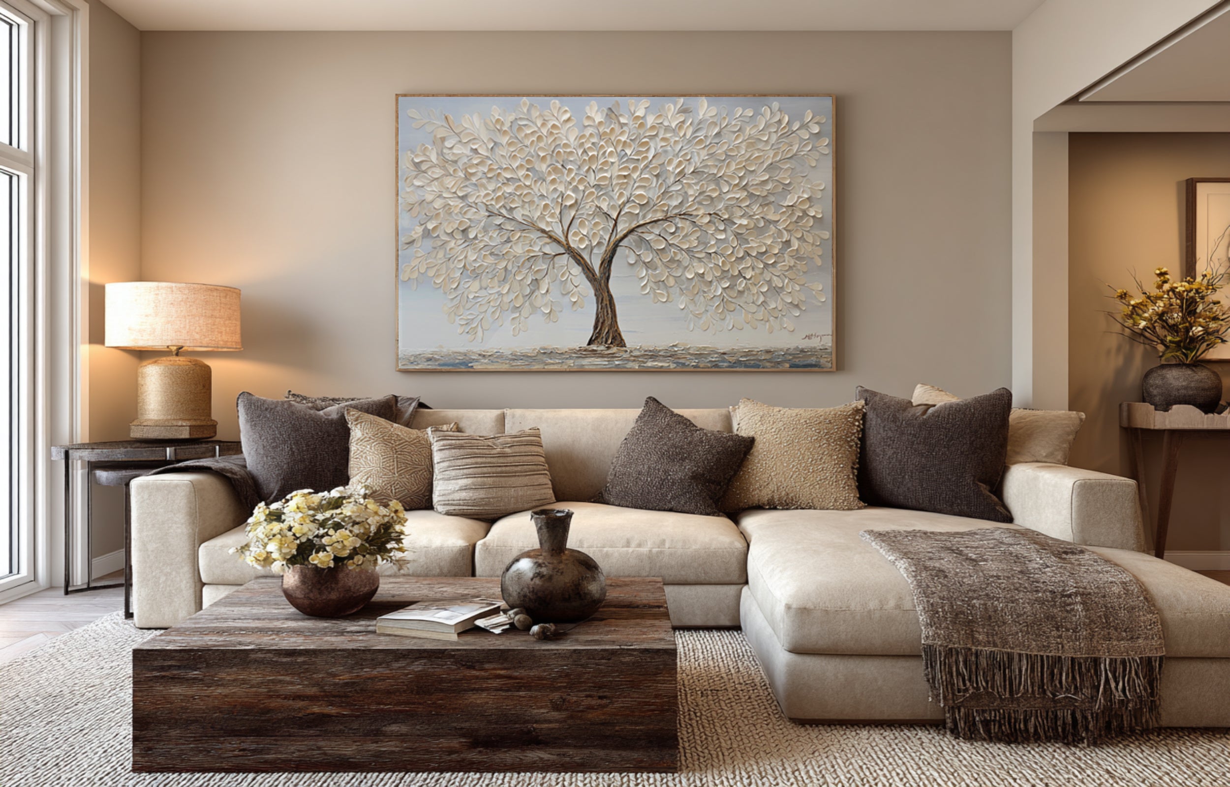 Large Abstract Tree Canvas - Hand-Crafted 3D Art #AG 068