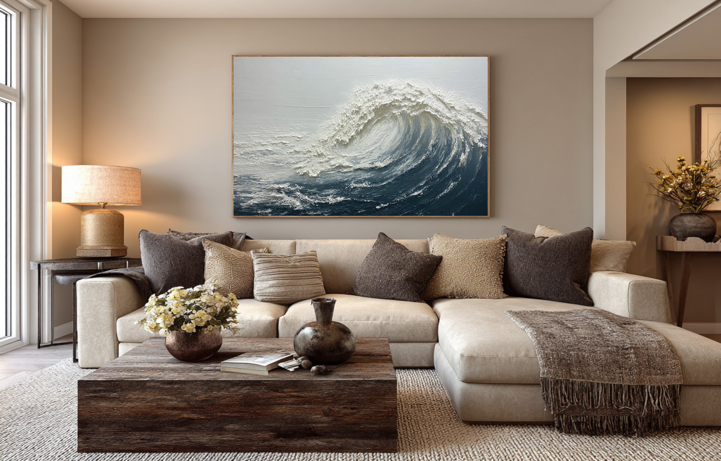 Textured Ocean Wave Painting - Abstract Seascape Art #AG 062