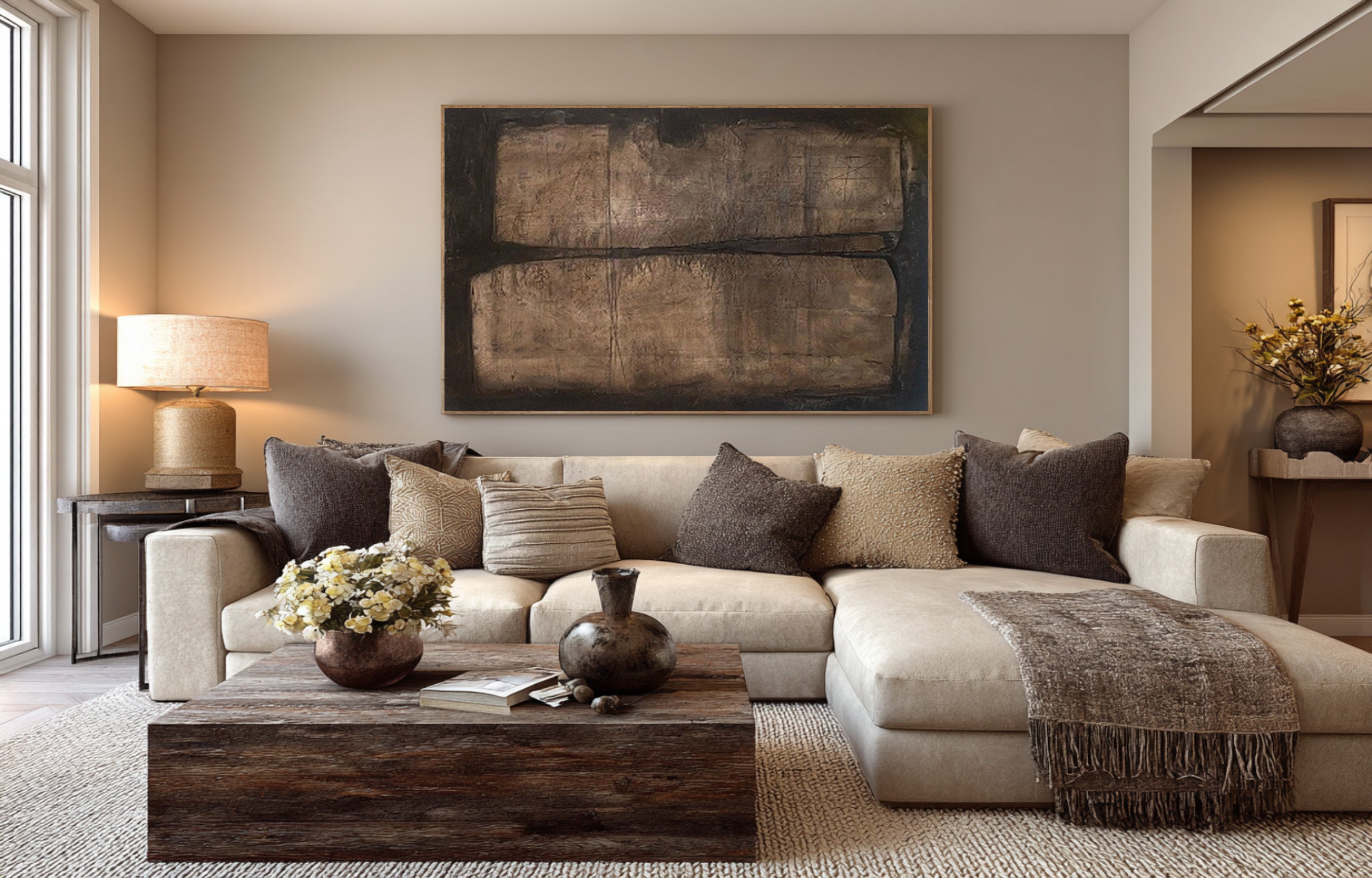 Modern Geometric Abstract Art Brown #AG 079