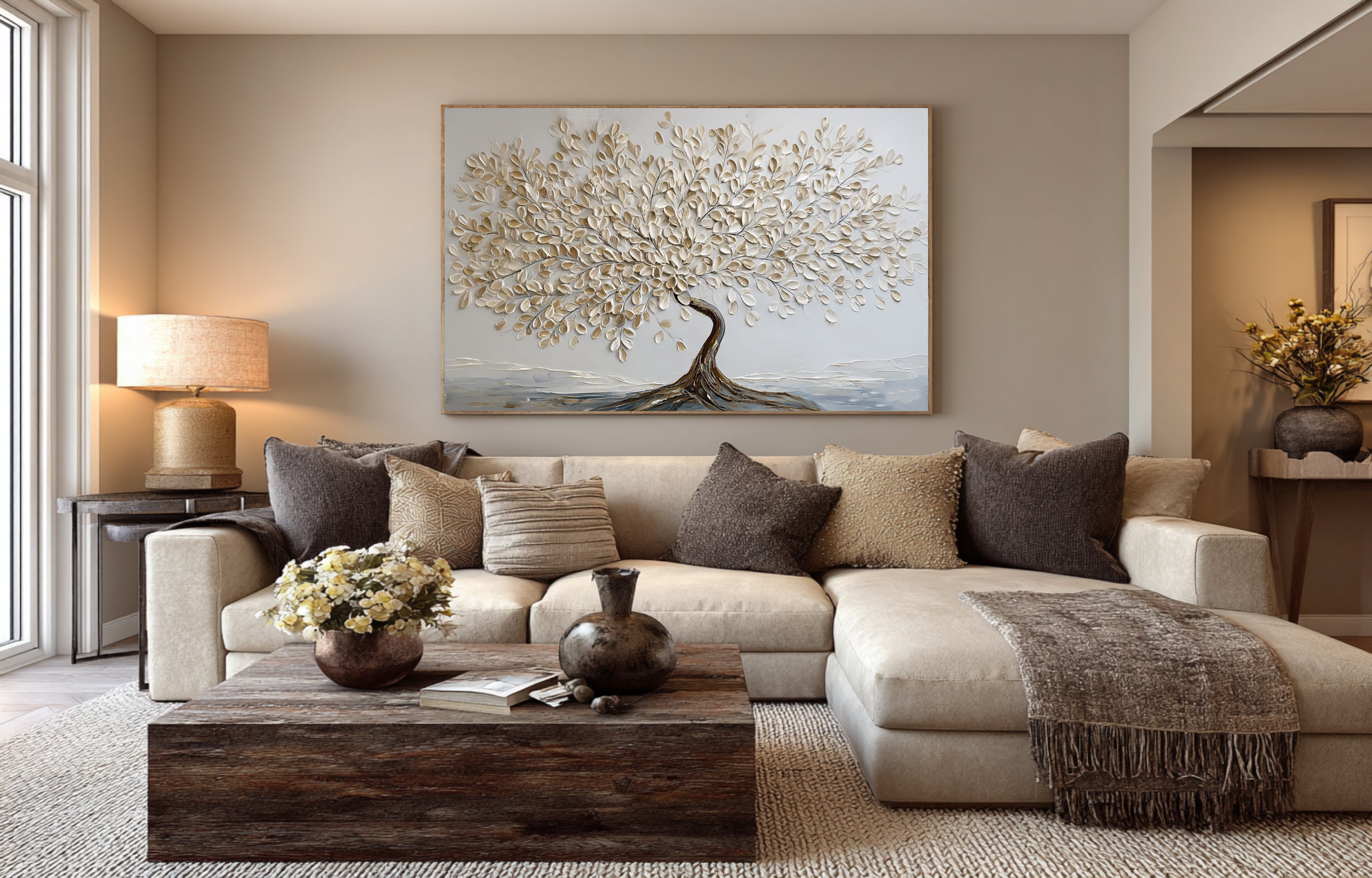 Abstract Textured Tree Oil Painting - Hand-Painted Wall Decor #AG 066