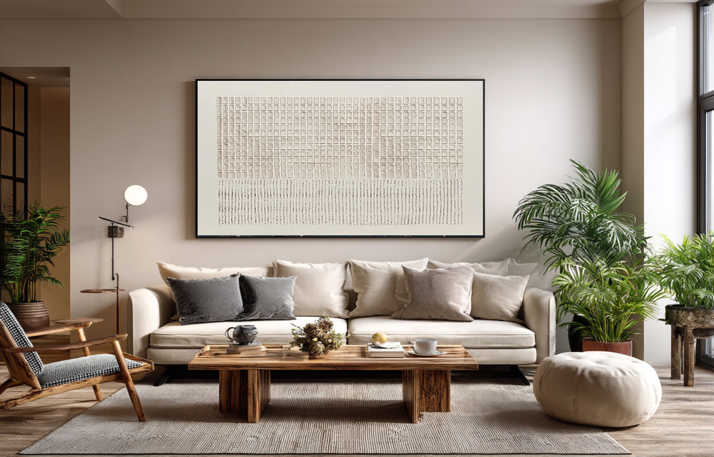 Modern Beige Abstract Painting - Minimal Wall Art | KelorArt