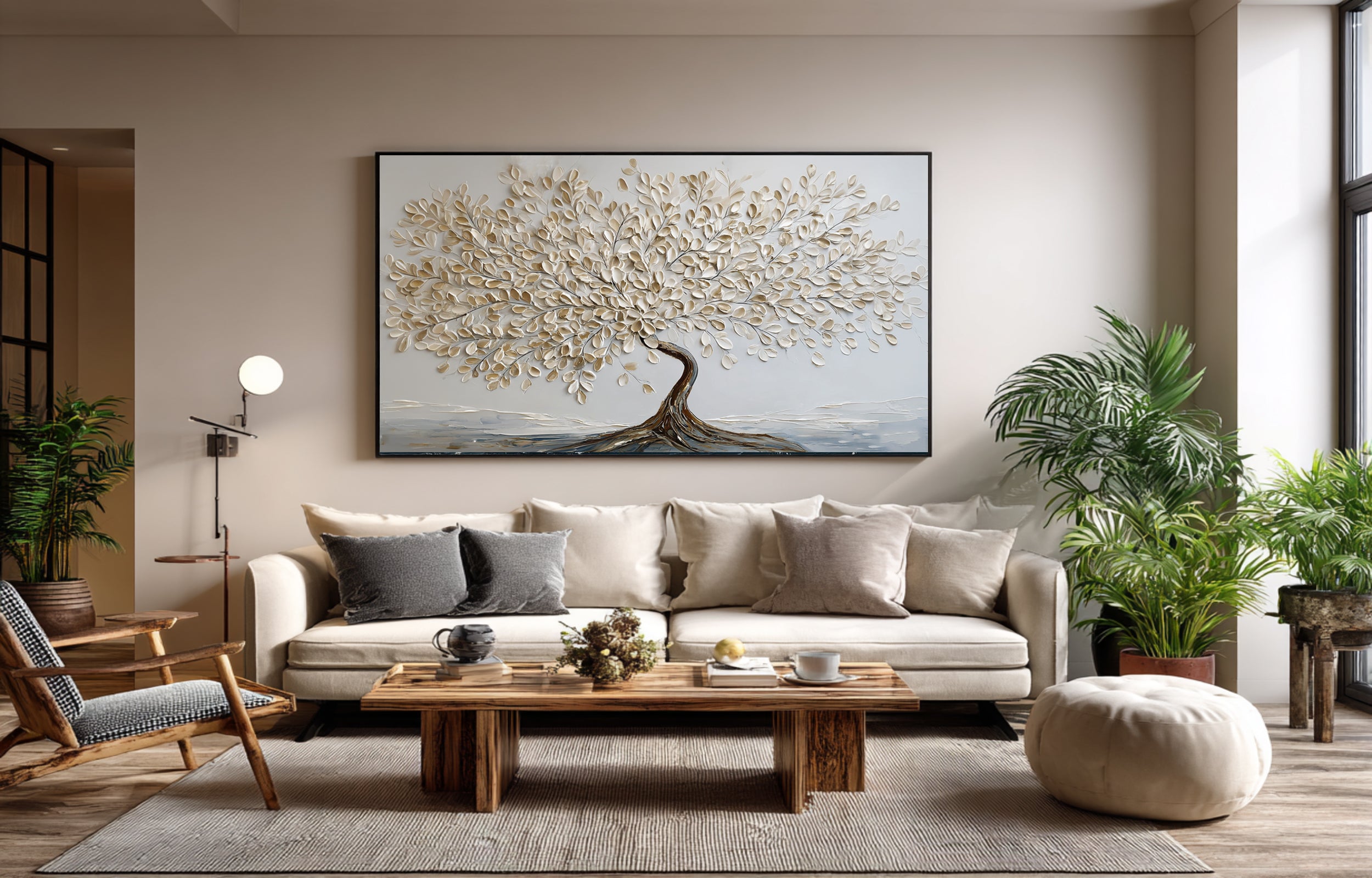 Abstract Textured Tree Oil Painting - Hand-Painted Wall Decor #AG 066