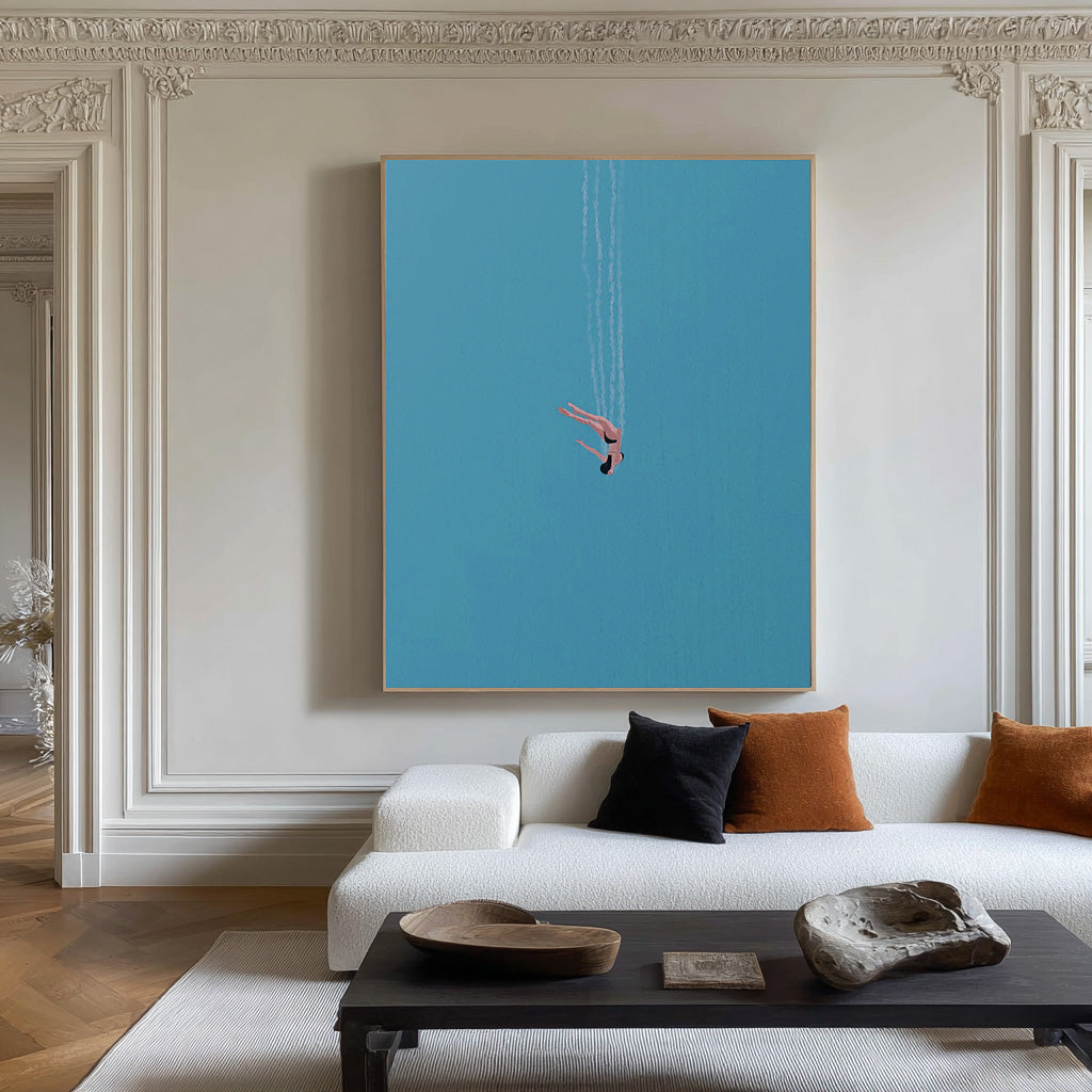 Abstract Swimmer Art Minimalist Coastal Wall Decor #AG 097