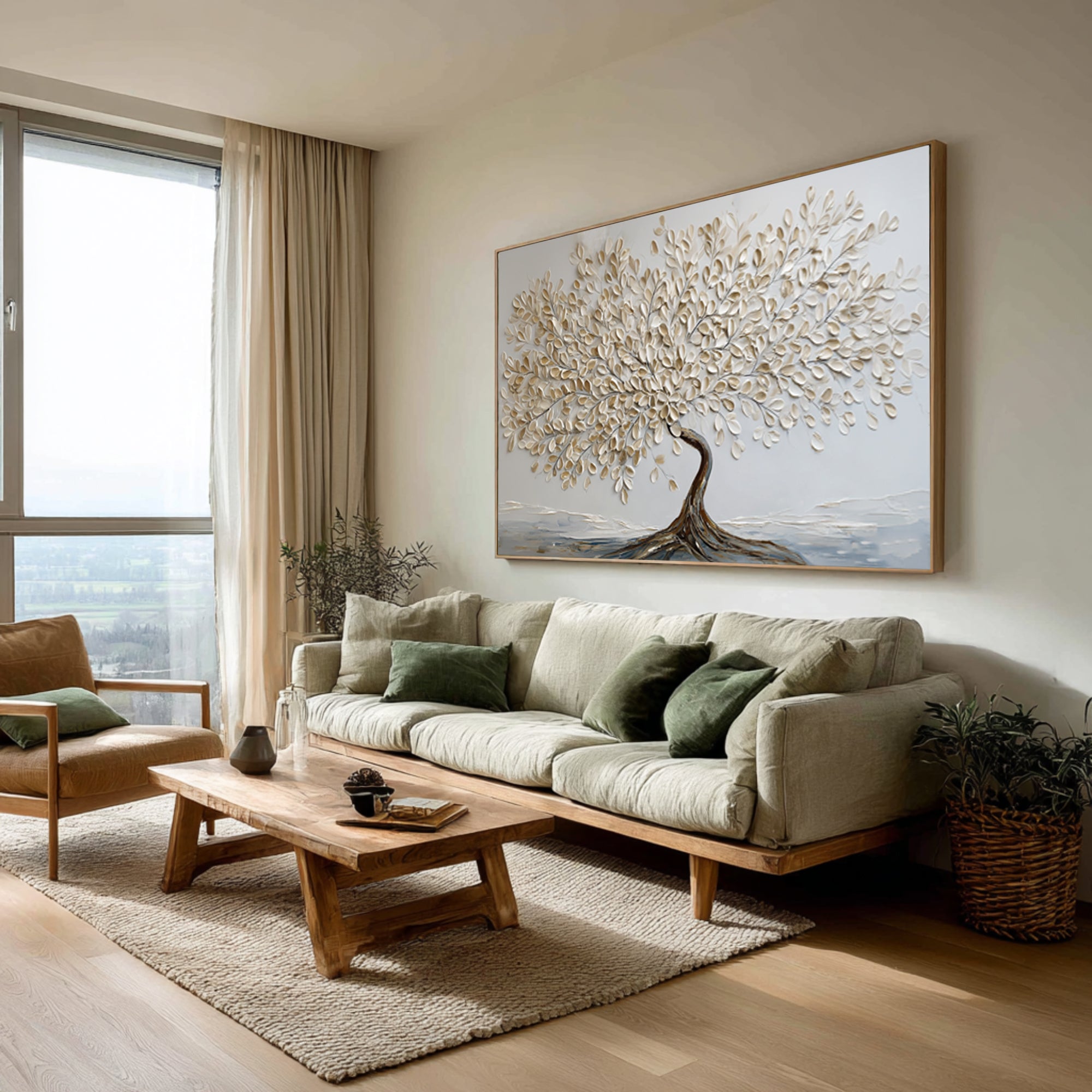 Abstract Textured Tree Oil Painting - Hand-Painted Wall Decor #AG 066