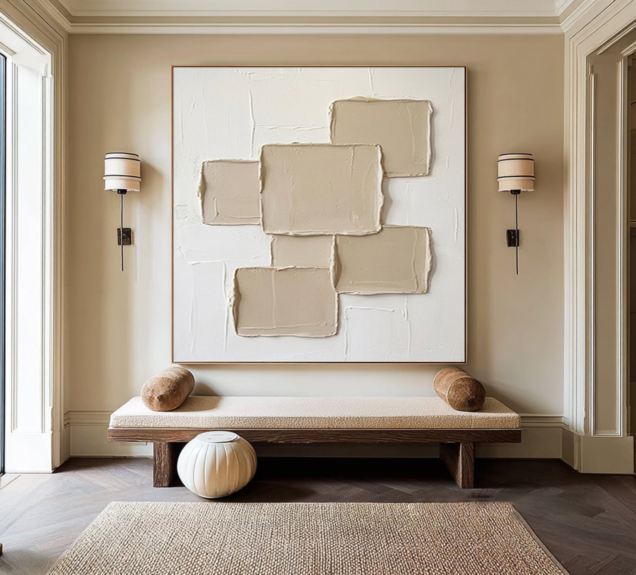 Large Contemporary Geometric Texture Art Hand Painted Canvas