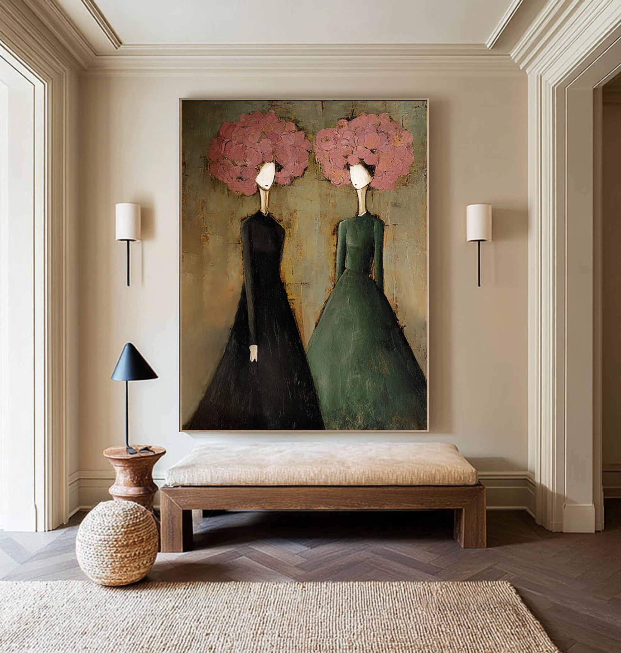 Abstract Figurative Oil Painting for Entry Hall Decor | KelorArt