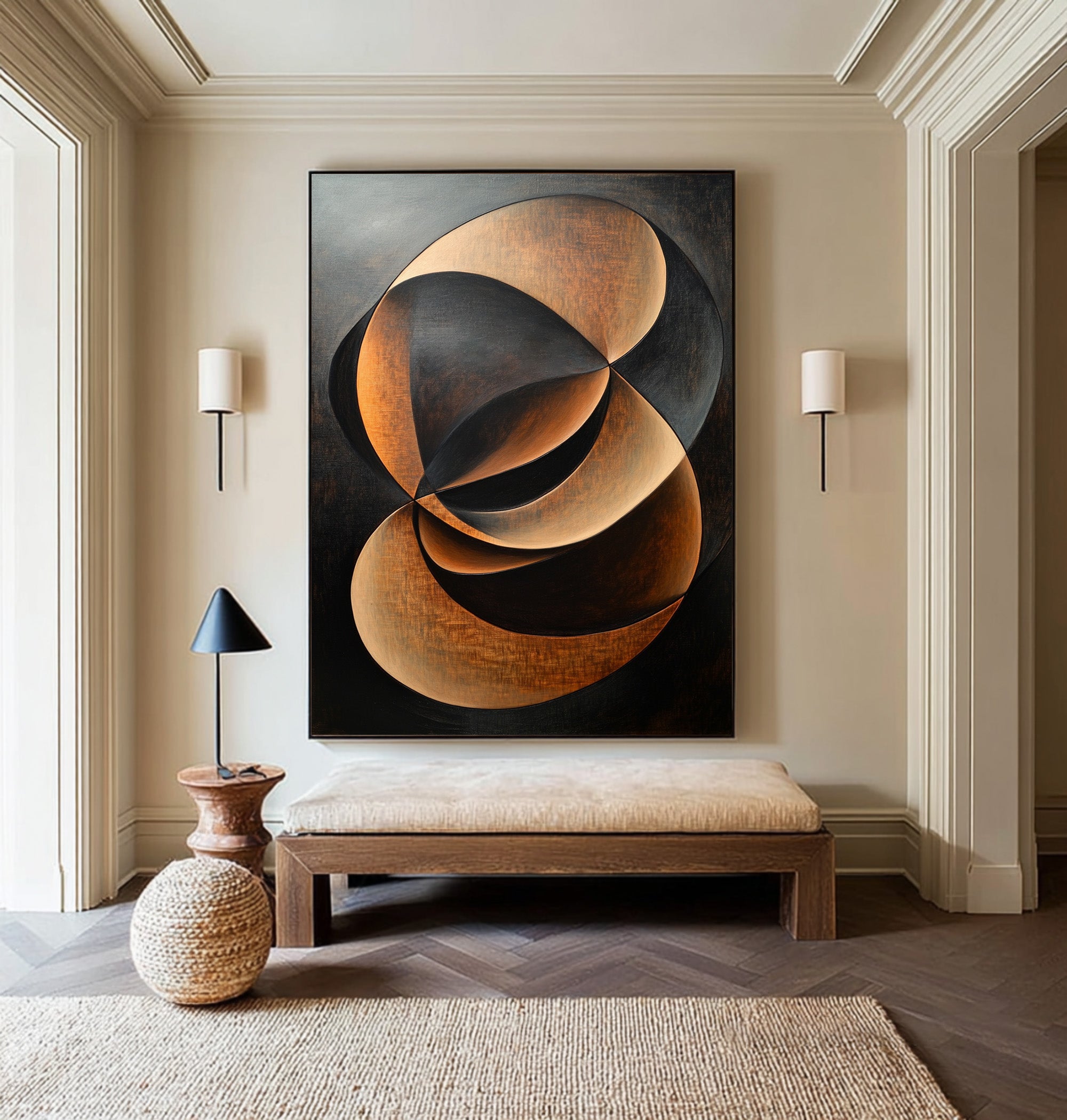 Abstract Expressionism Dark and Gold Textured Art #AG 096