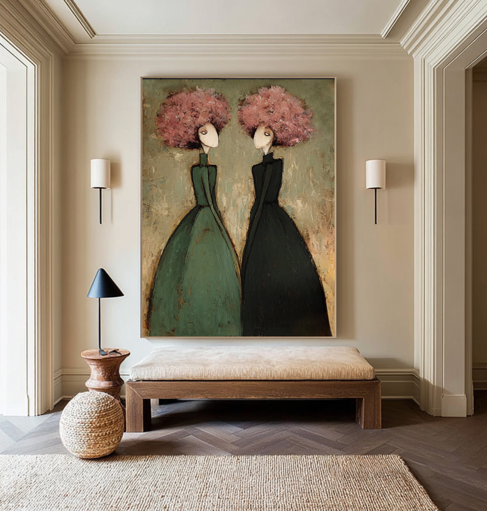 Modern Paired Figure Oil Painting - Contemporary Wall Art | KelorArt