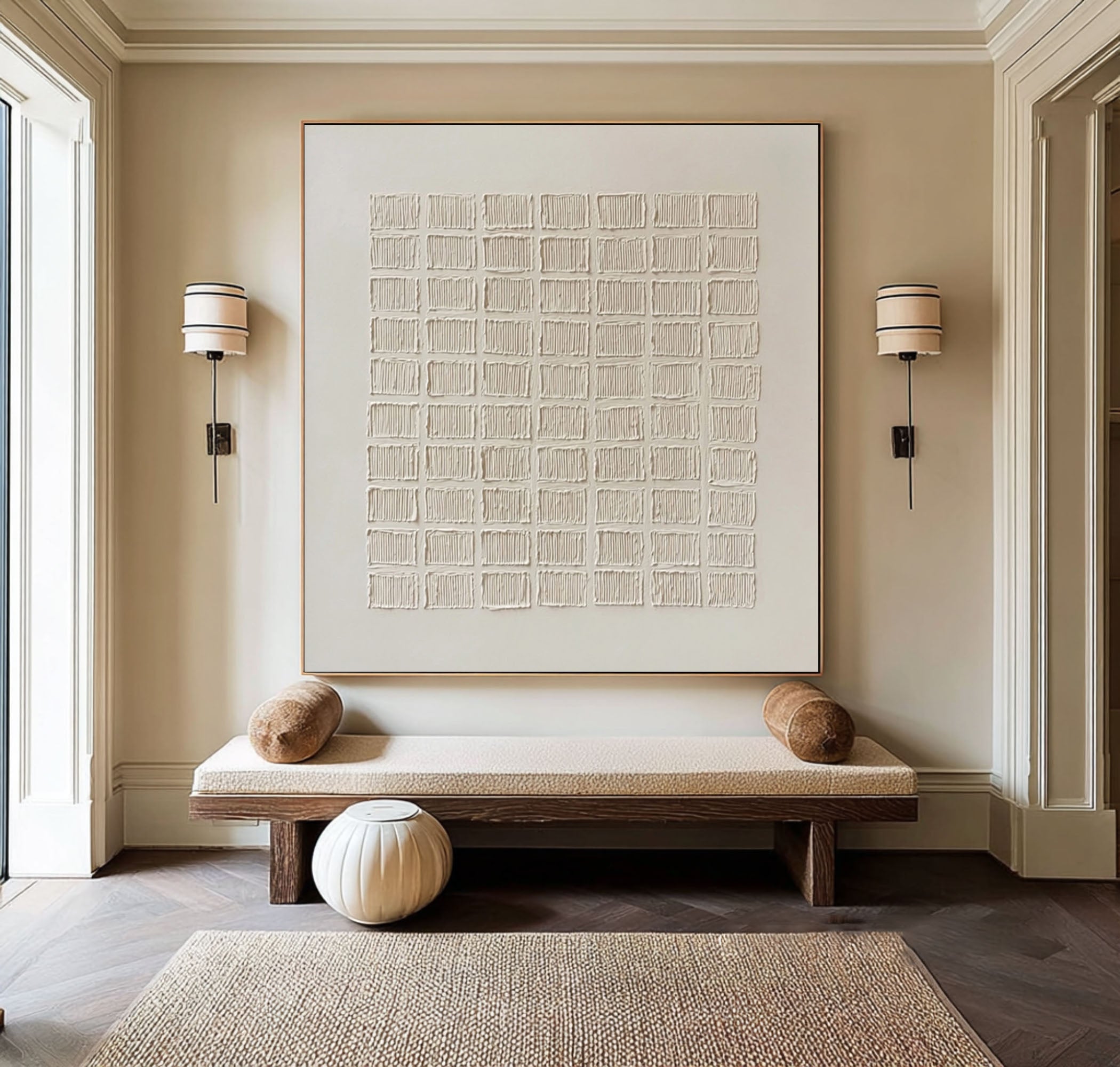 Modern Geometric Texture - White Grid Artwork #AG 059