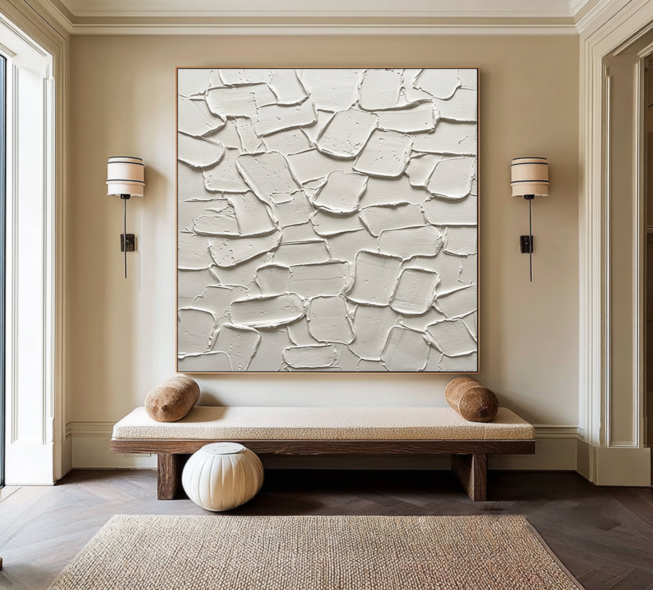 Large Stone Inspired Textured Wall Art Neutral Contemporary Canvas Painting