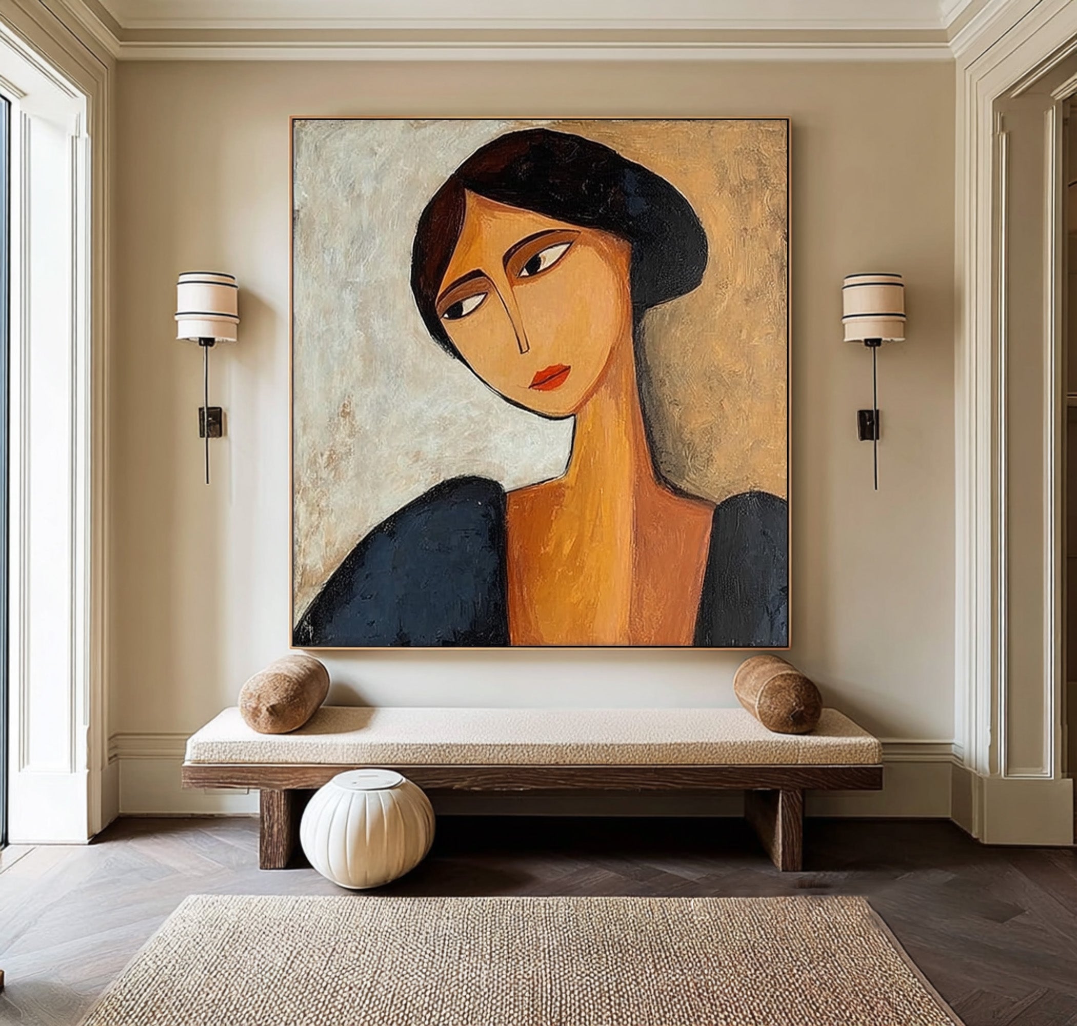 Modern Expressionist Portrait Bold Colors Canvas #AG 088